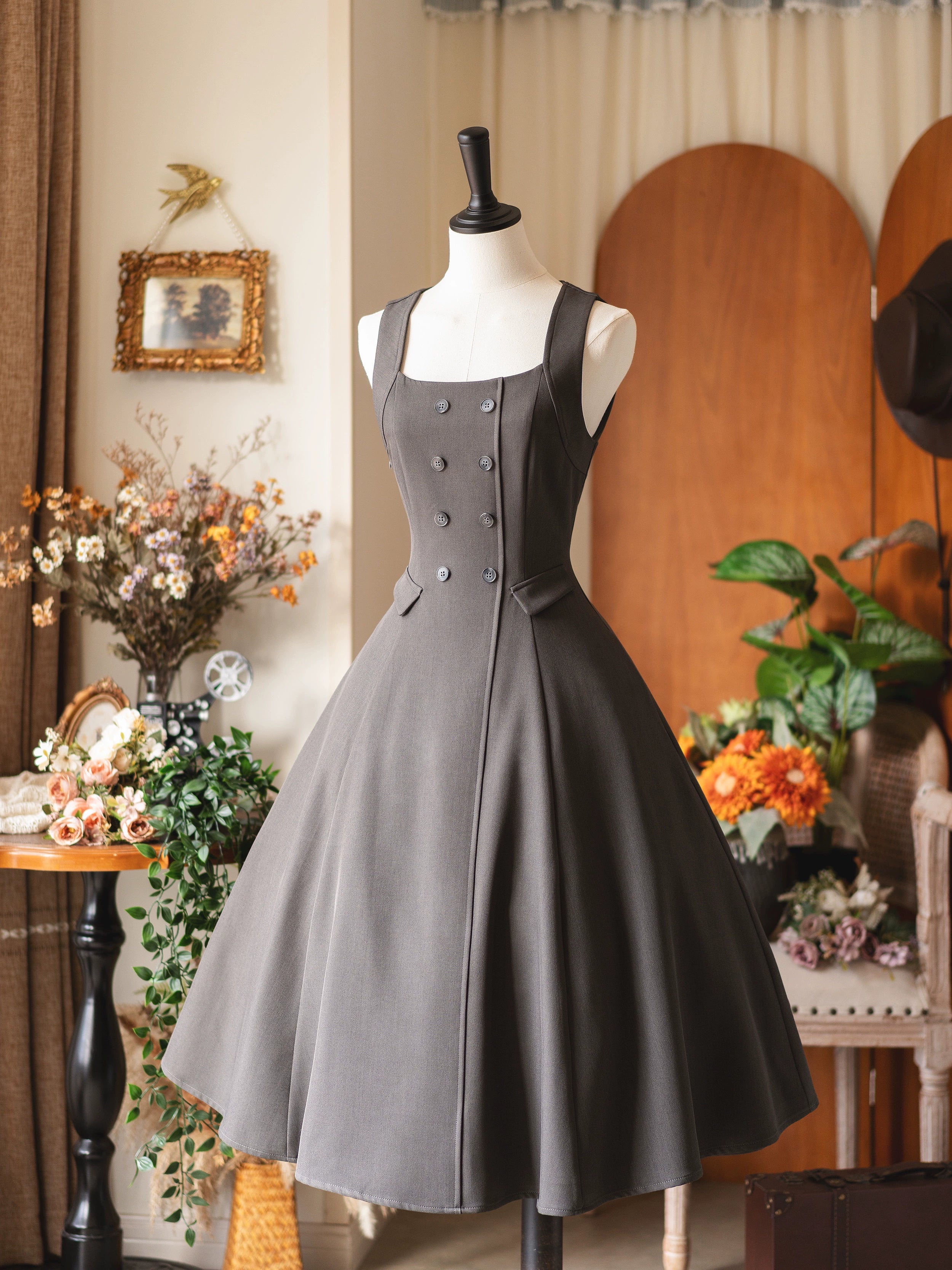 Forest Wardrobe - Foggy Forest - Elegant Lolita A-line JSK Dress, Side Pockets (2XL L M S XL) 44271:801674