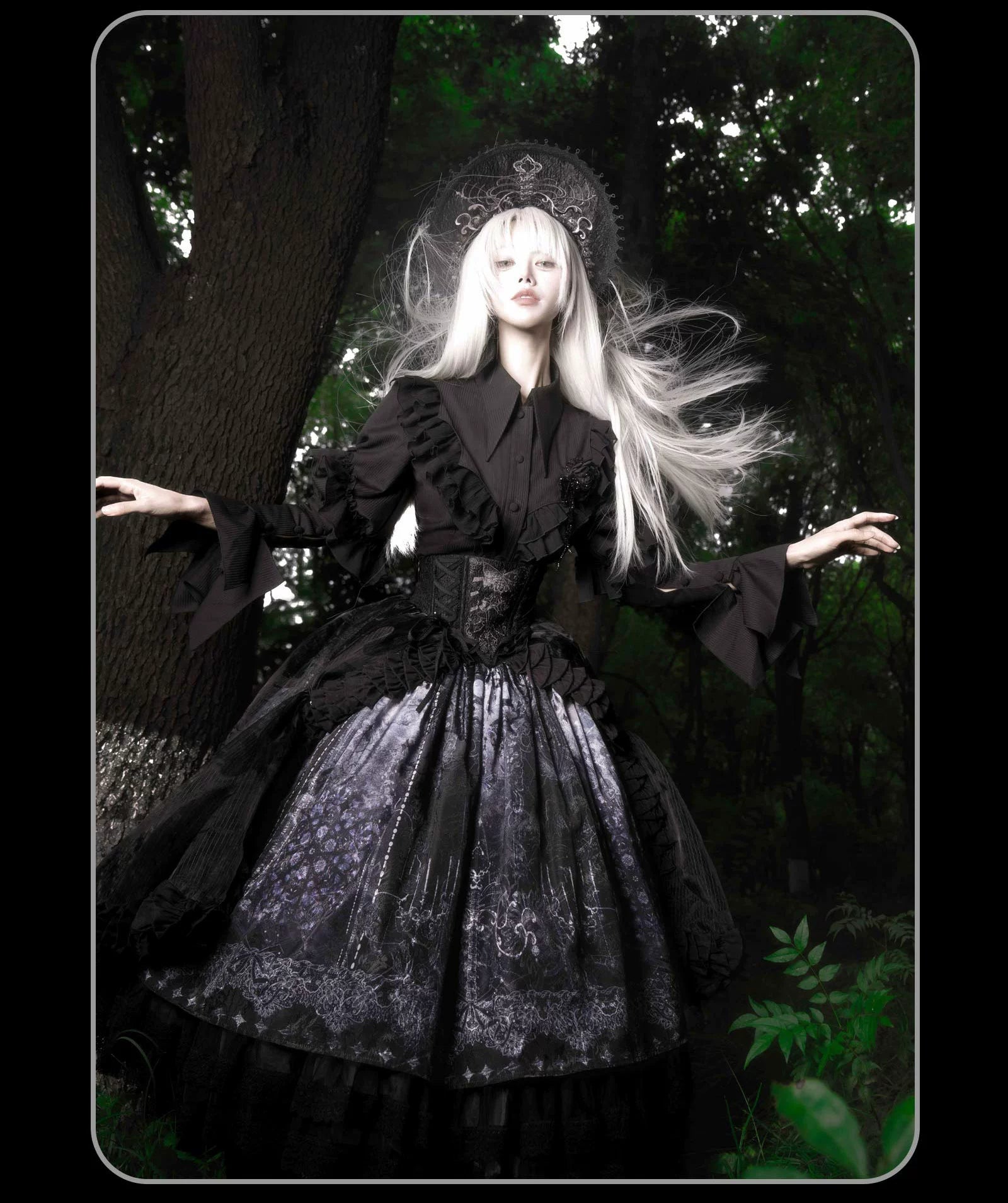 Susin Lolita - Bone-Eroded Butterfly - Gothic Lolita JSK & SK Set 44051:793323