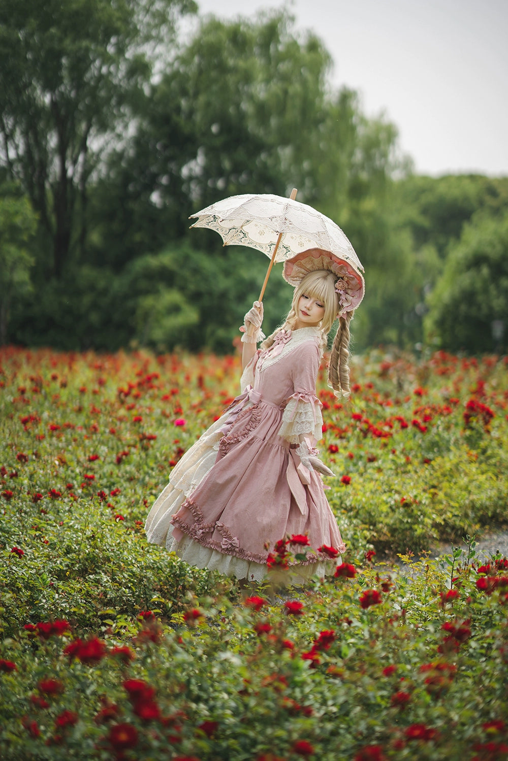 Miss Point~Lilyka Garden~Classic Lolita OP Dress Set Elegant Floral Wall Princess Sleeve 38832:606290
