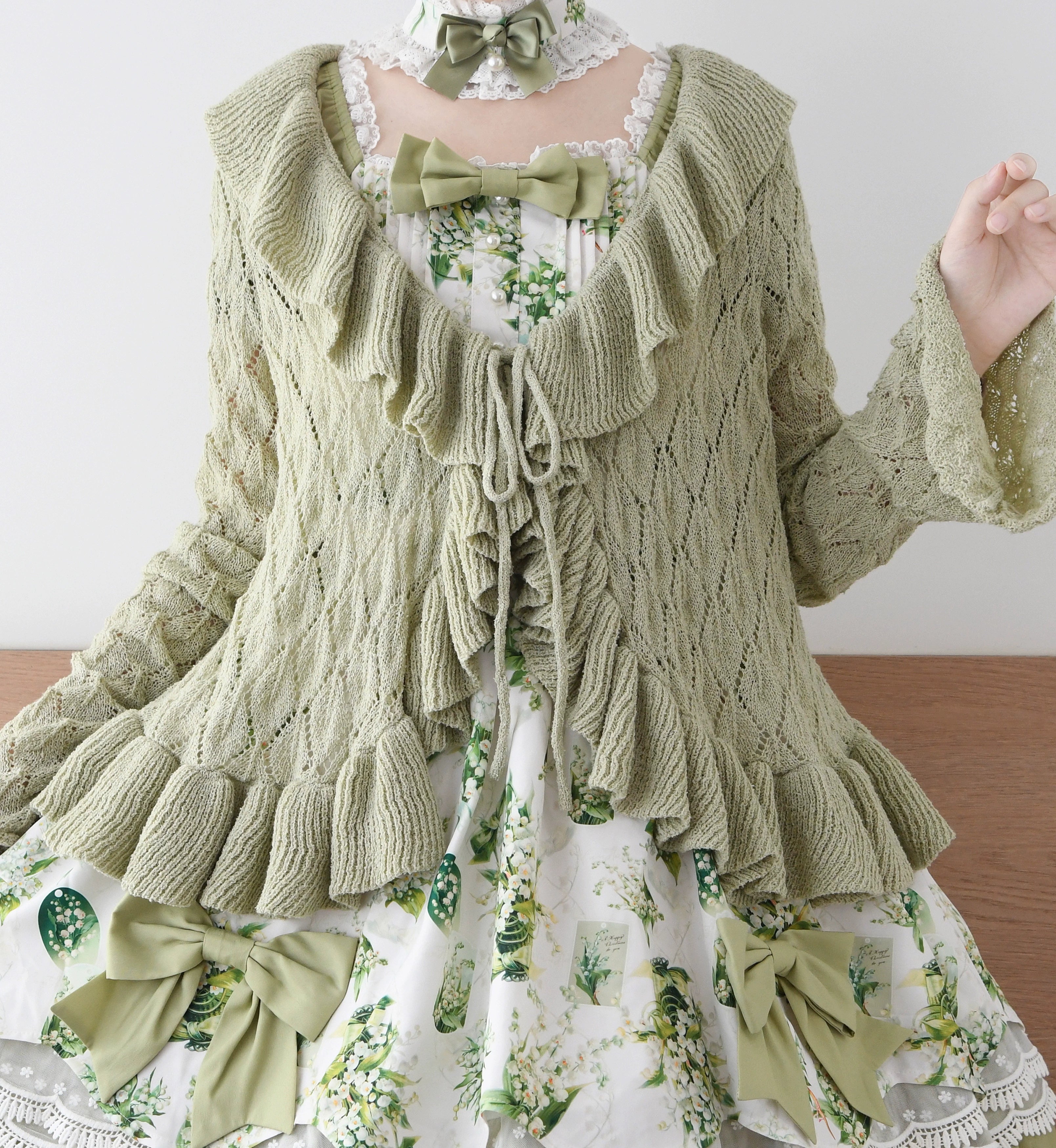 Sunset Bouquet - Elegant Lolita Cardigan, Flounce Hem