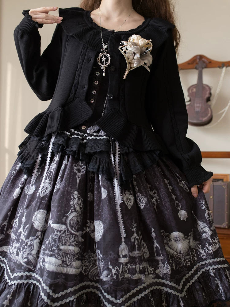 Hot Chocolate - Solid Lolita Cardigan, Ruffle Details 44516:811905