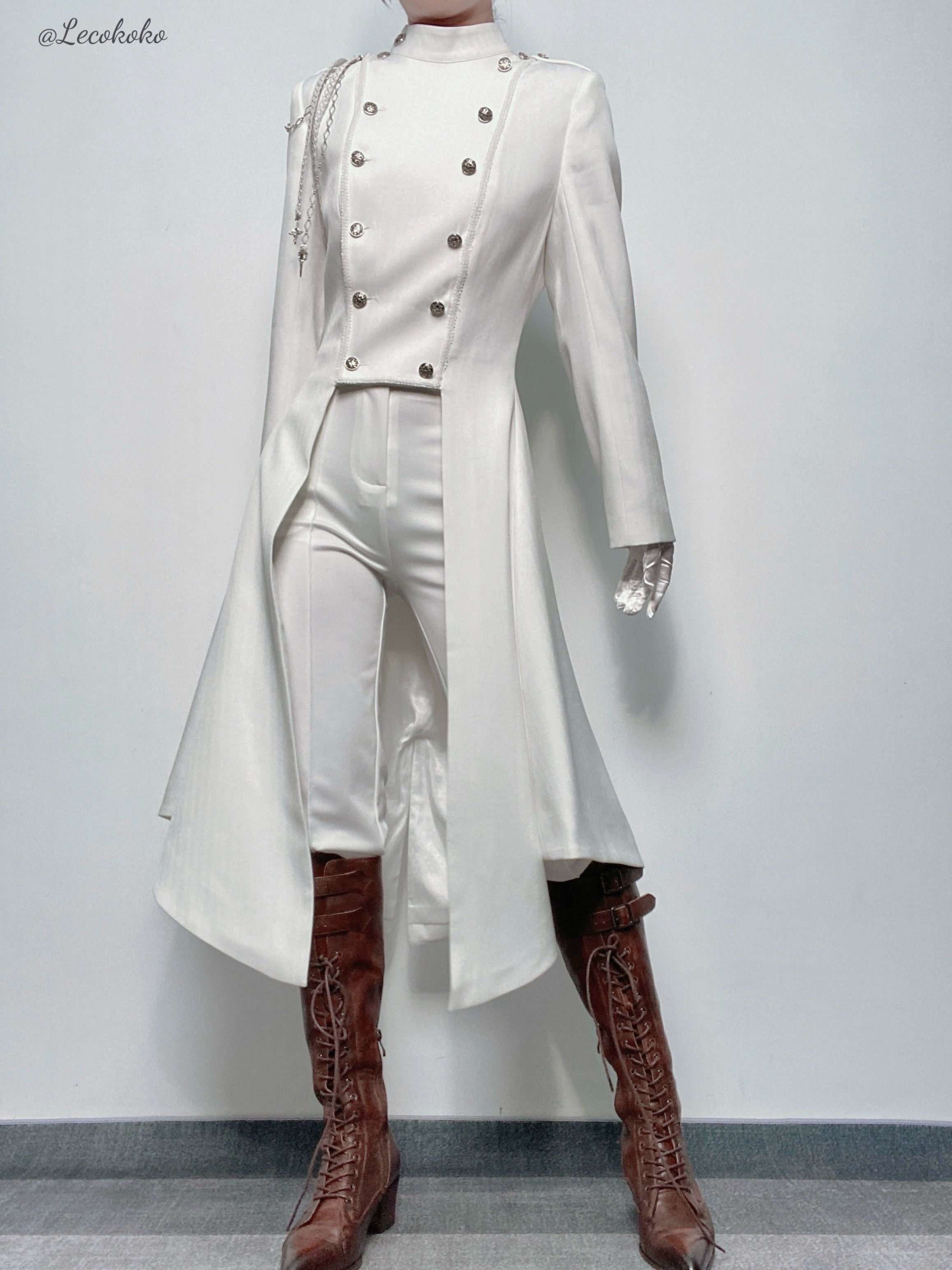 Galaxy Key - Eternal Night Moon - Double-Breasted Ouji Lolita Coat, Built-in Shoulder Pads 44342:805348