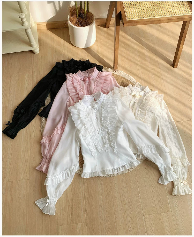 Miss Laura - Versatile Classic Lolita Blouse, Lattern Sleeves 44703:819354