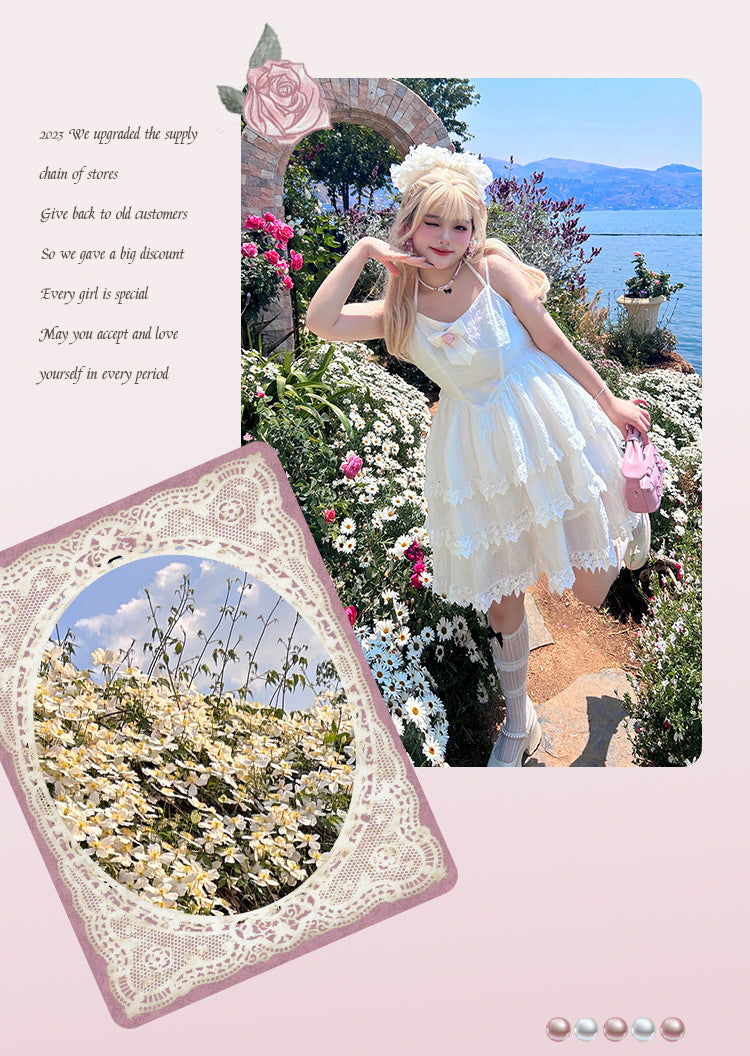 Yingtang - Rose of France - Sweet Lolita Plus Size Halter Puffy Dress Set