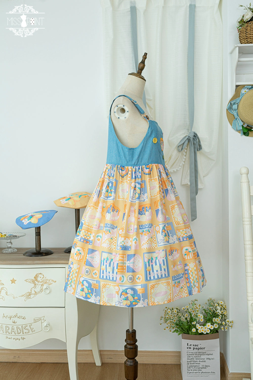Miss Point~Daisy Lemon~Kawaii Lolita Lemon Print JSK Customized 21508:310794