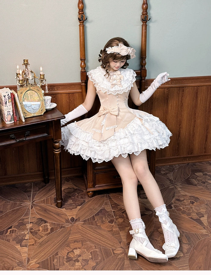 Alice Girl~Arrogant Miss~Sweet Lolita Jumper Dress with Tiered Lace Dress 41484:699444