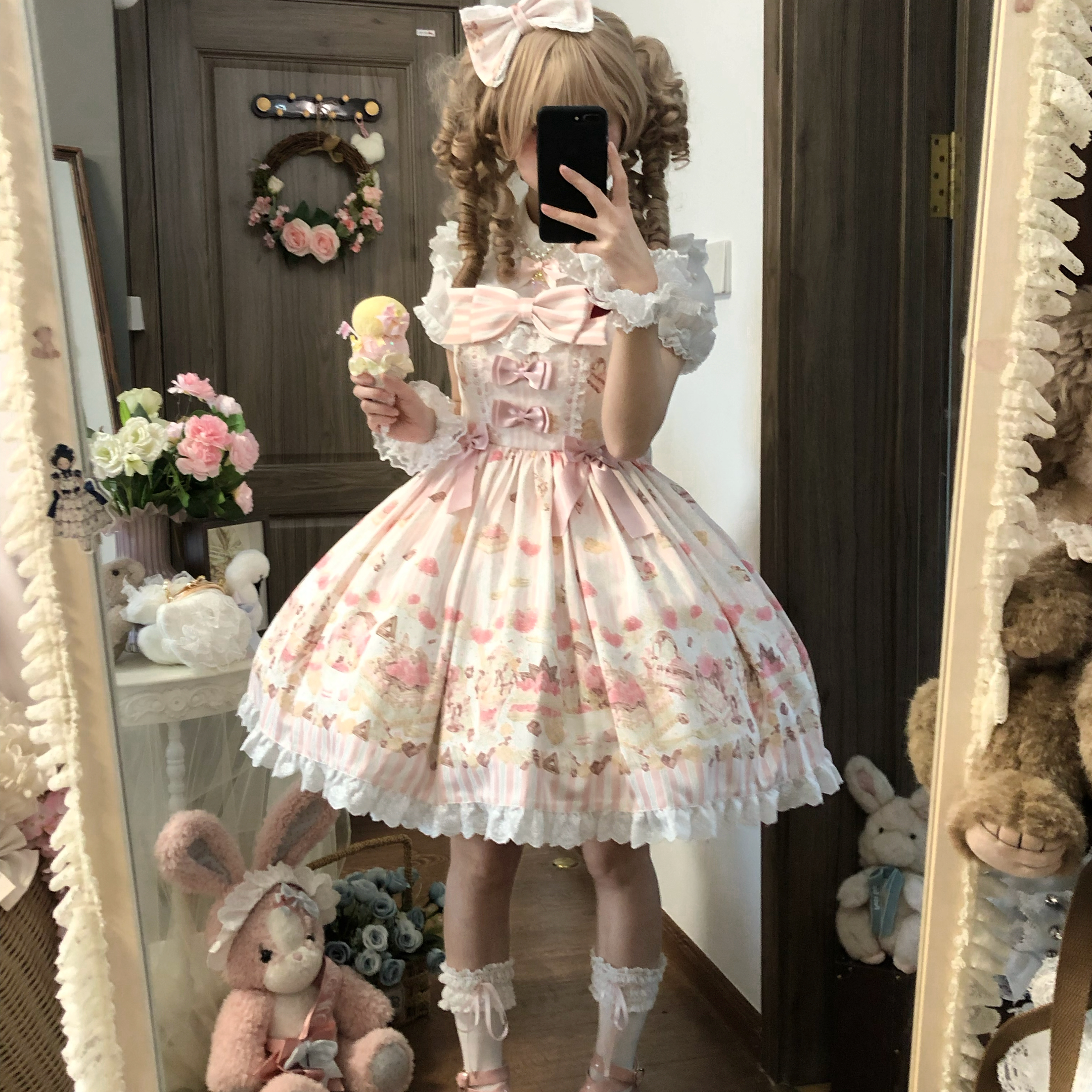 Iced Strawberry Cheese - Sweet Lolita JSK, Strawberry Dessert Print