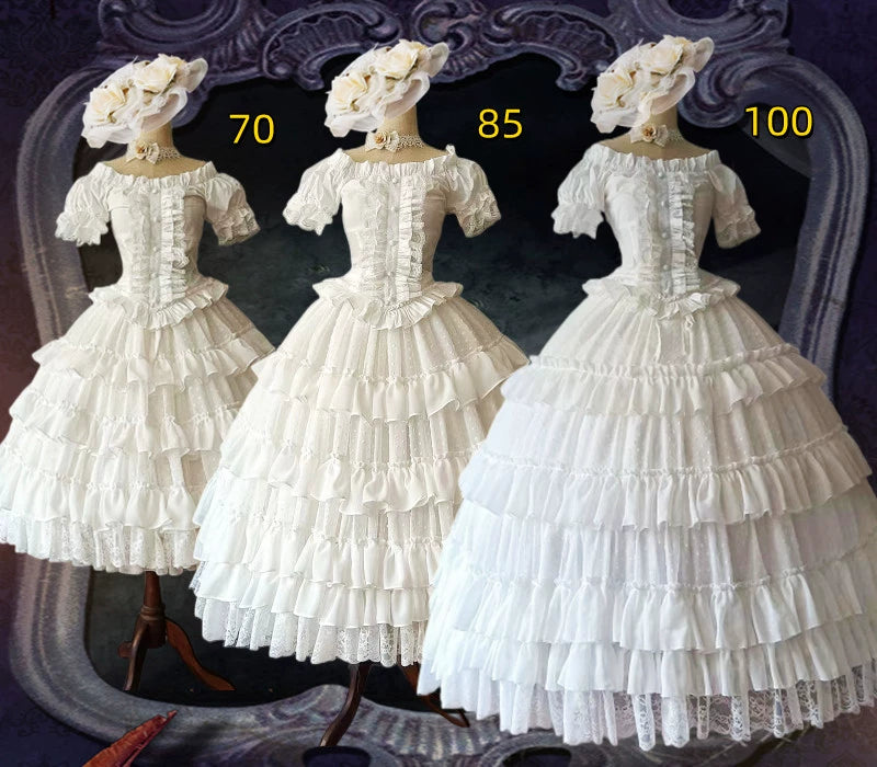 Teddy Bear - Wedding Lolita Petticoat Princess Underwear Extended Base Skirt S-M White / 27.6" (70 cm)