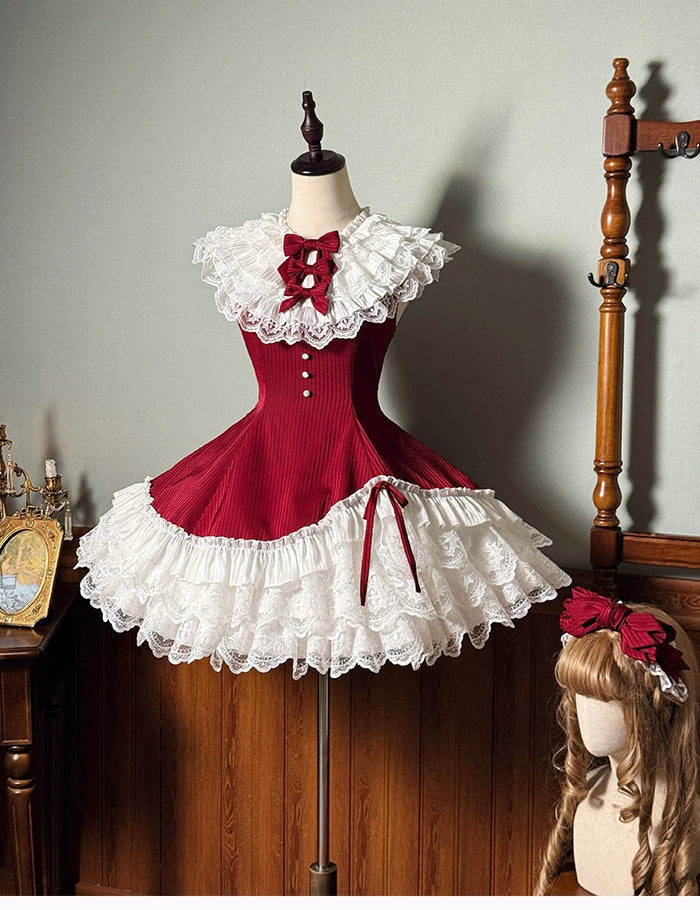 Alice Girl~Arrogant Miss~Sweet Lolita Jumper Dress with Tiered Lace Dress 41484:699446