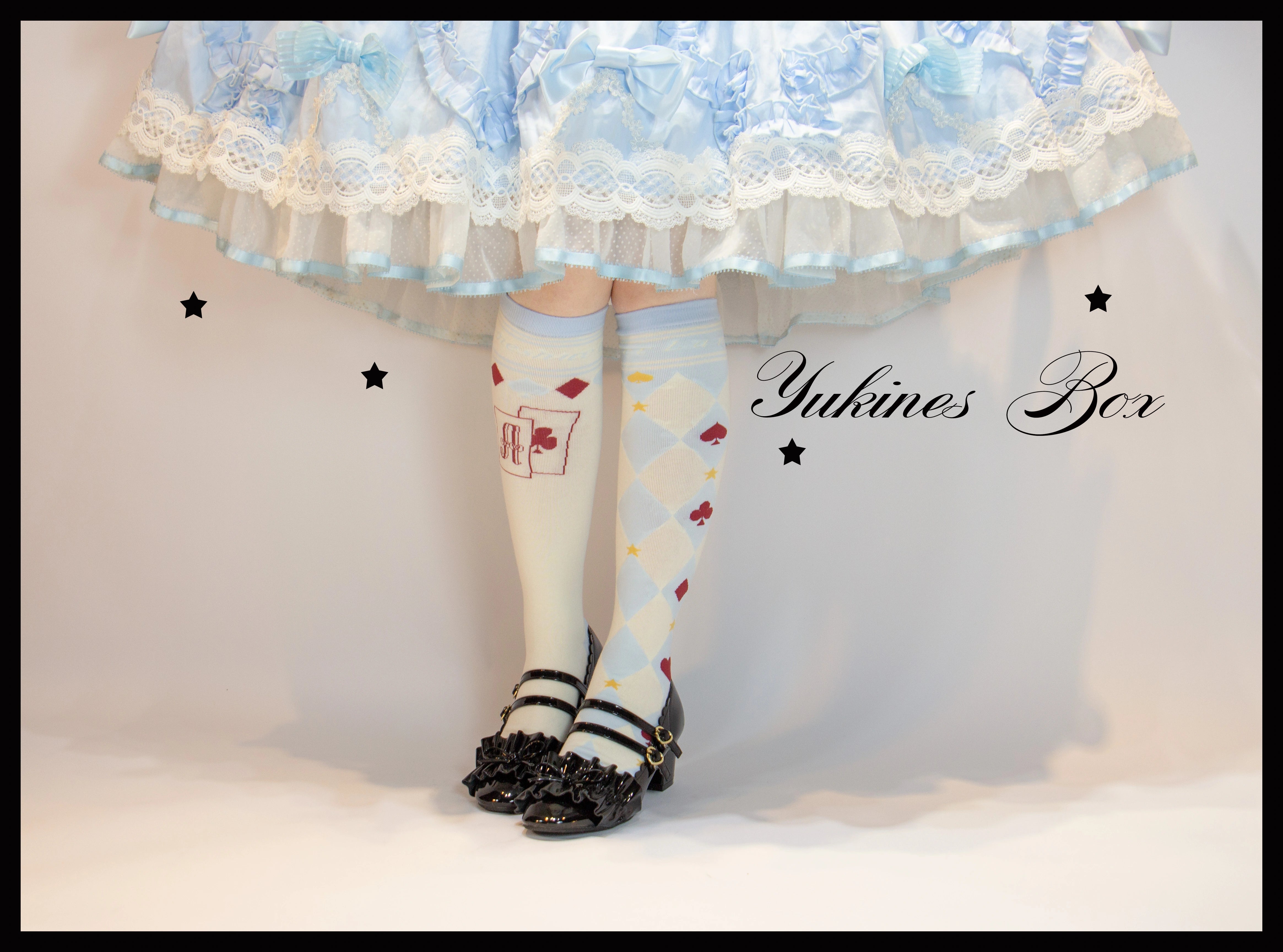 Yukines Box - Daily Lolita Cotton Asymmetric Print Socks