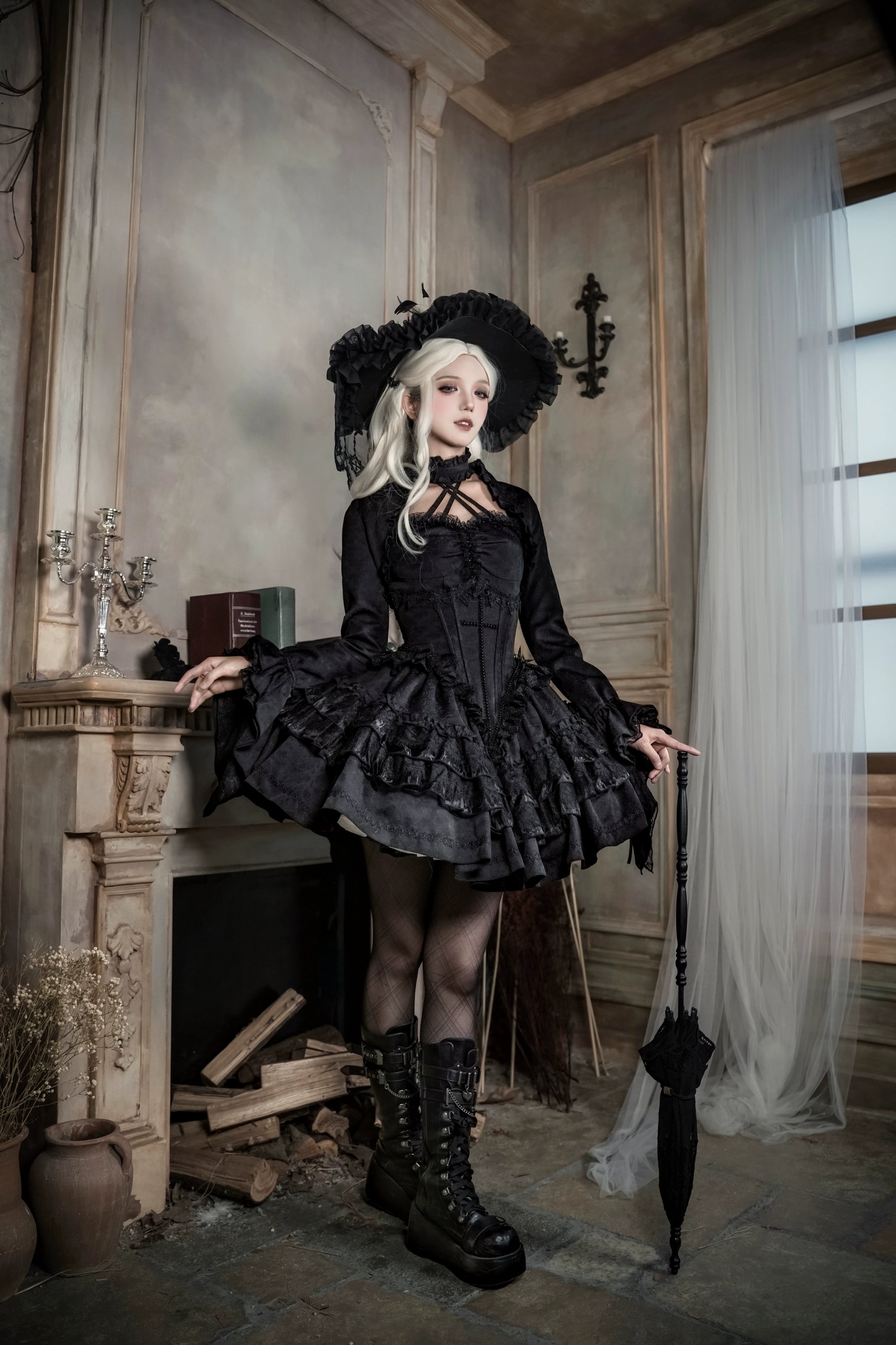 The Original Witch - Thorny Moon - Gothic Lolita SK & Halter Neck Top 44211:798909