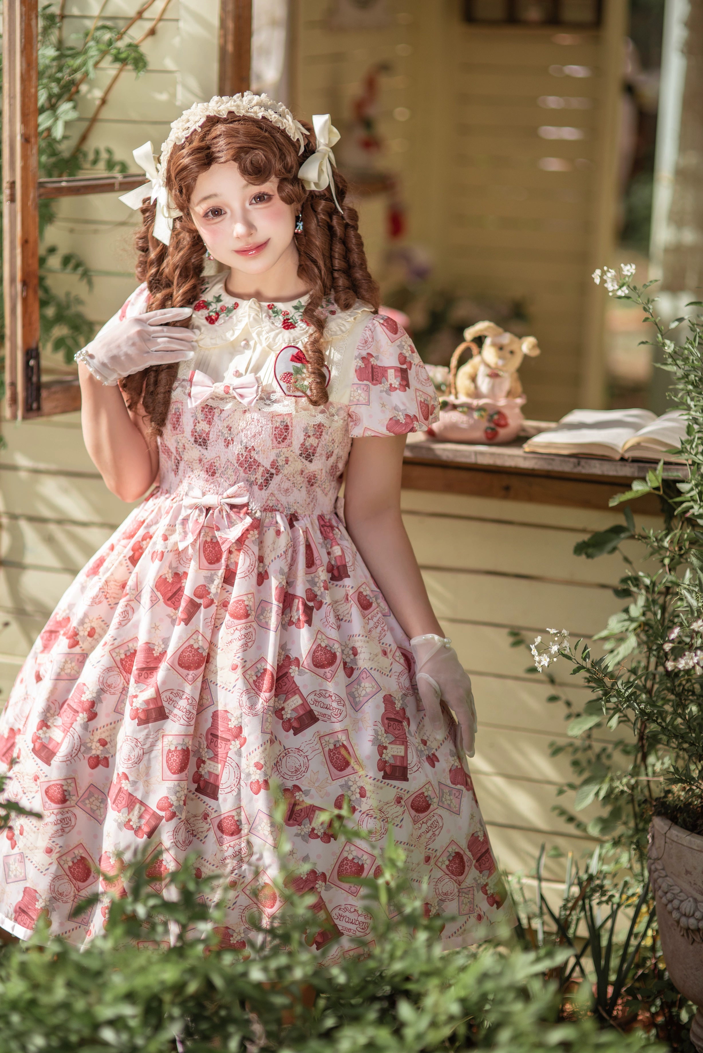 Strawberry Witch - Kawaii Lolita OP Dress, Strawberry Print (2XL 3XL L M S XL) 43836:786707