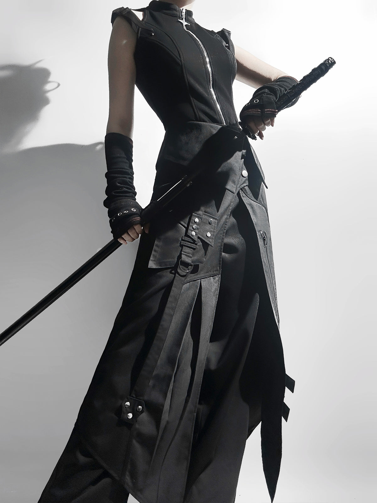 Your Princess - Nightblade - Black Ouji Lolita Apron Pants Suit 42578:746156