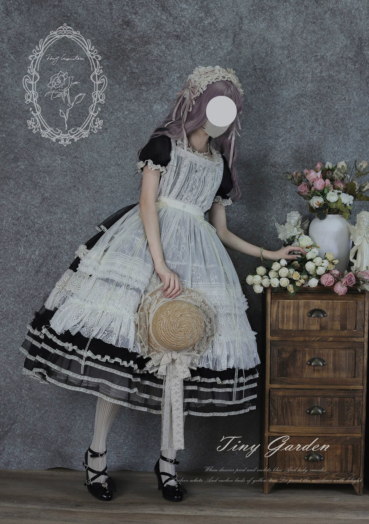 Garden Jardin - Cotton Classic Lolita OP Dress With Tiered Ruffles 45927:868654