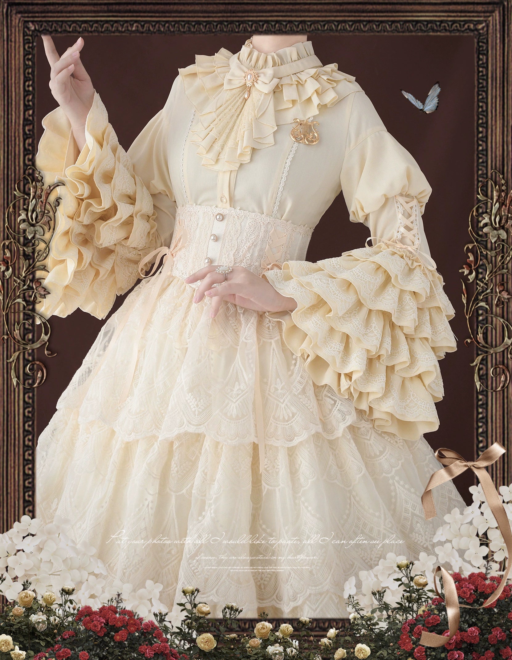 DMFS Lolita - Good and Evil Angel - Gothic Lolita SK Set Retro Princess Sleeve Blouse 41864:716548