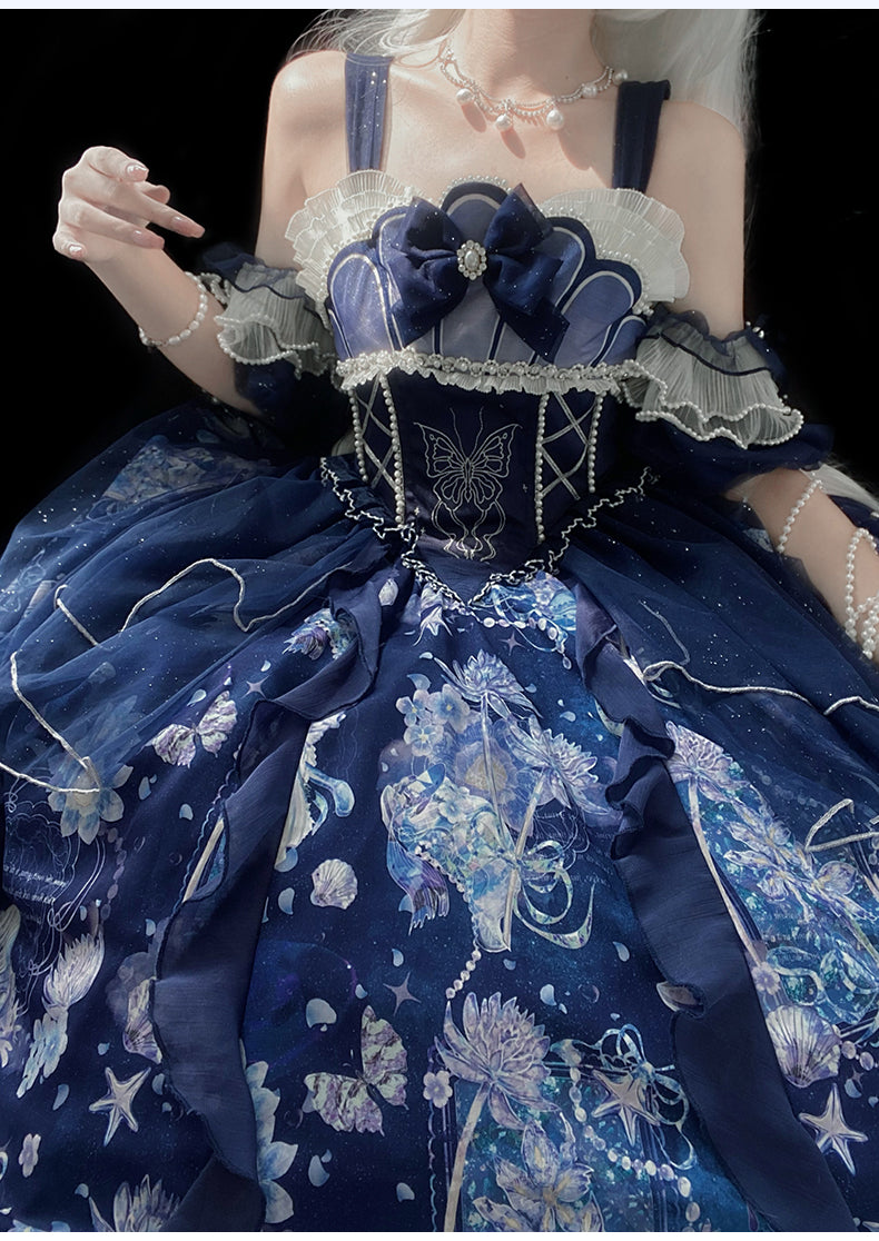 YingLuoFu~Original Elegant Lolita Blue Lolita JSK 20110:281426