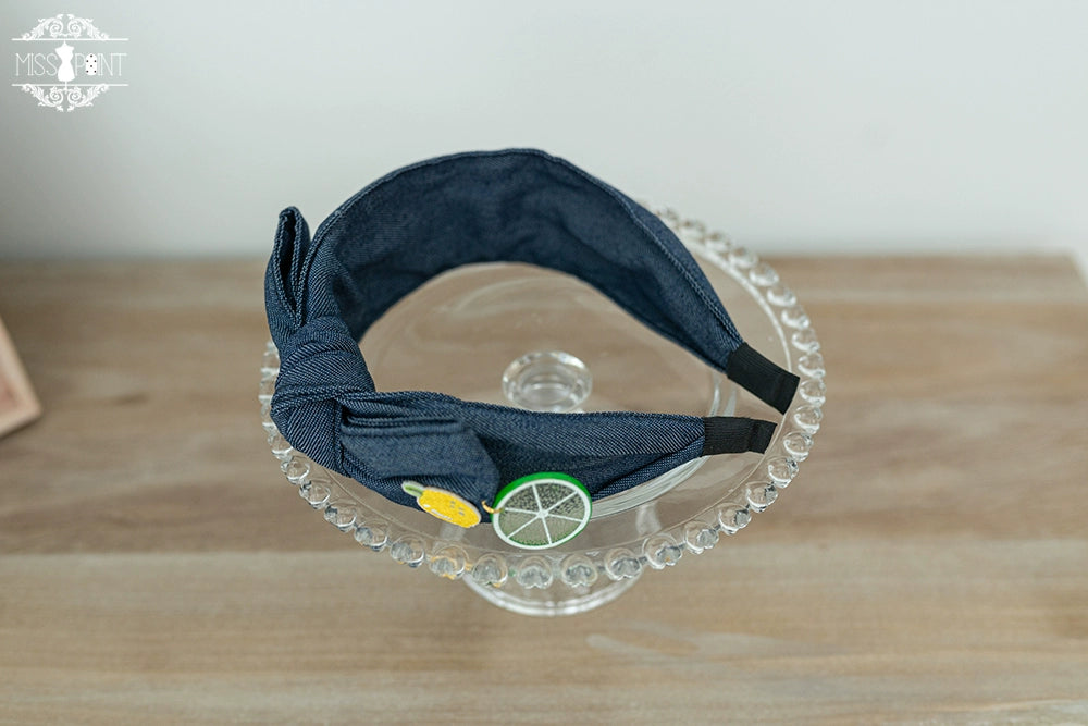 Miss Point - Daisy Lemon - Kawaii Lolita Lemon and Flowers Accessory dark denim KC