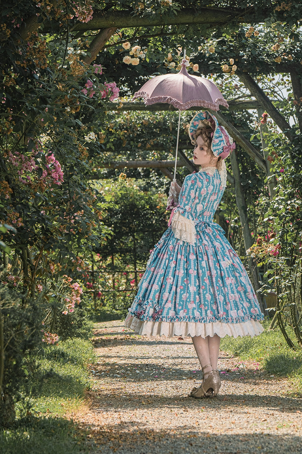 Miss Point~Lilyka Garden~Classic Lolita OP Dress Set Elegant Floral Wall Princess Sleeve 38832:606354