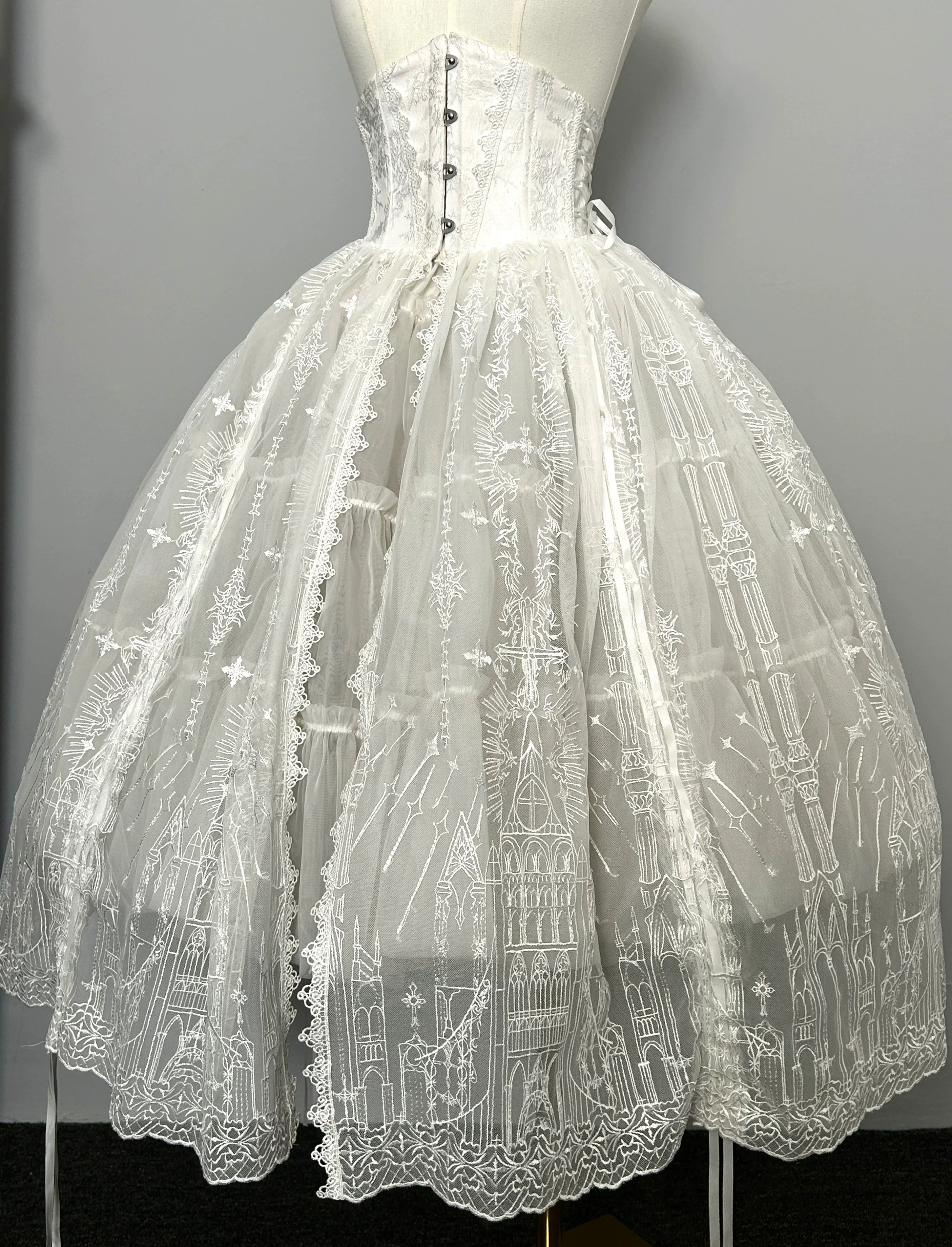 Dragon Bone Cemetery - Mesh Gothic Lolita Skirt, Boning Corset (L M S) 44493:811338