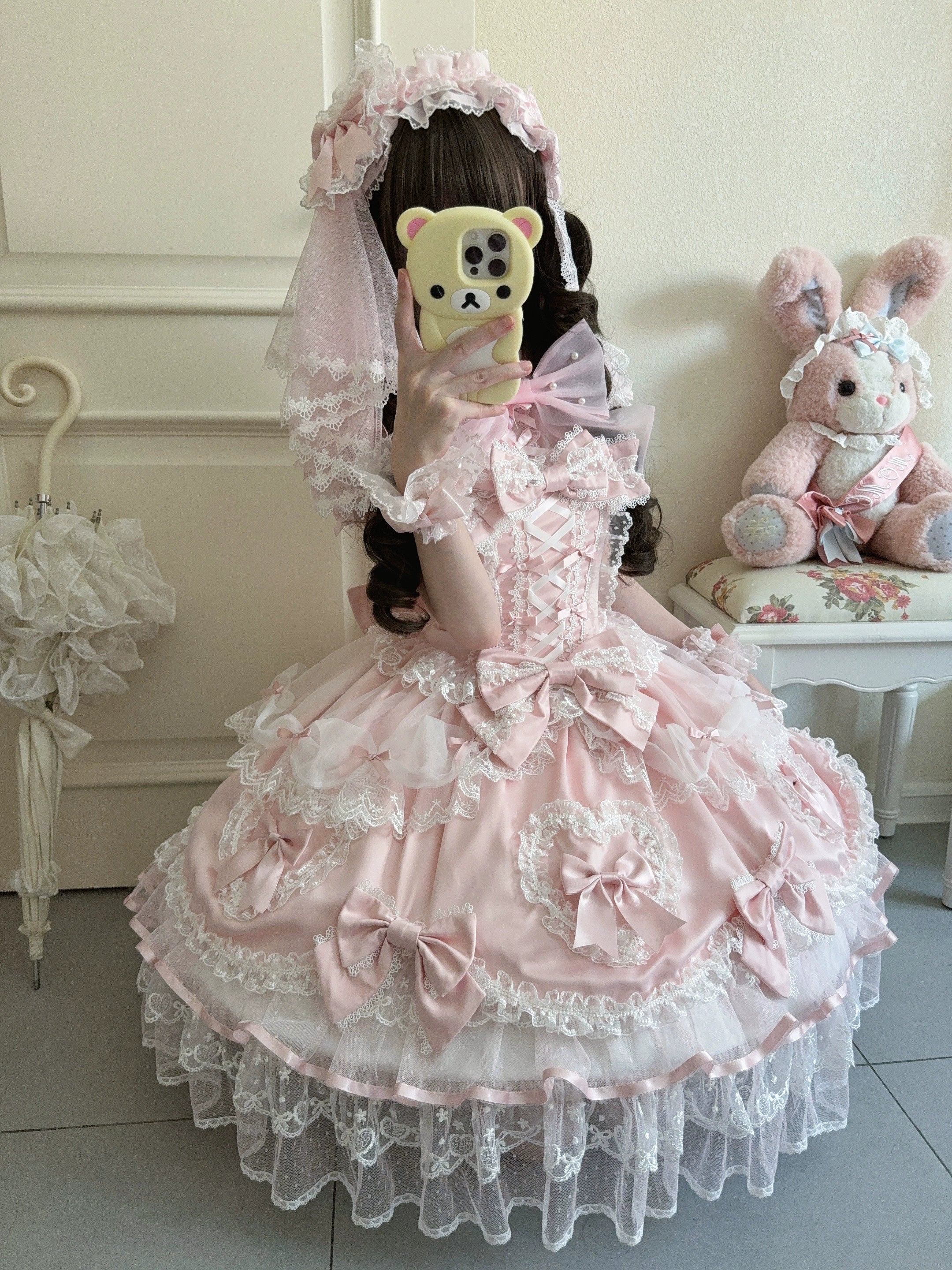 Sugar Girl - Velvet Sweetheart - Doll-like Sweet Lolita Jumper Dress, Bow Accents 44021:792743