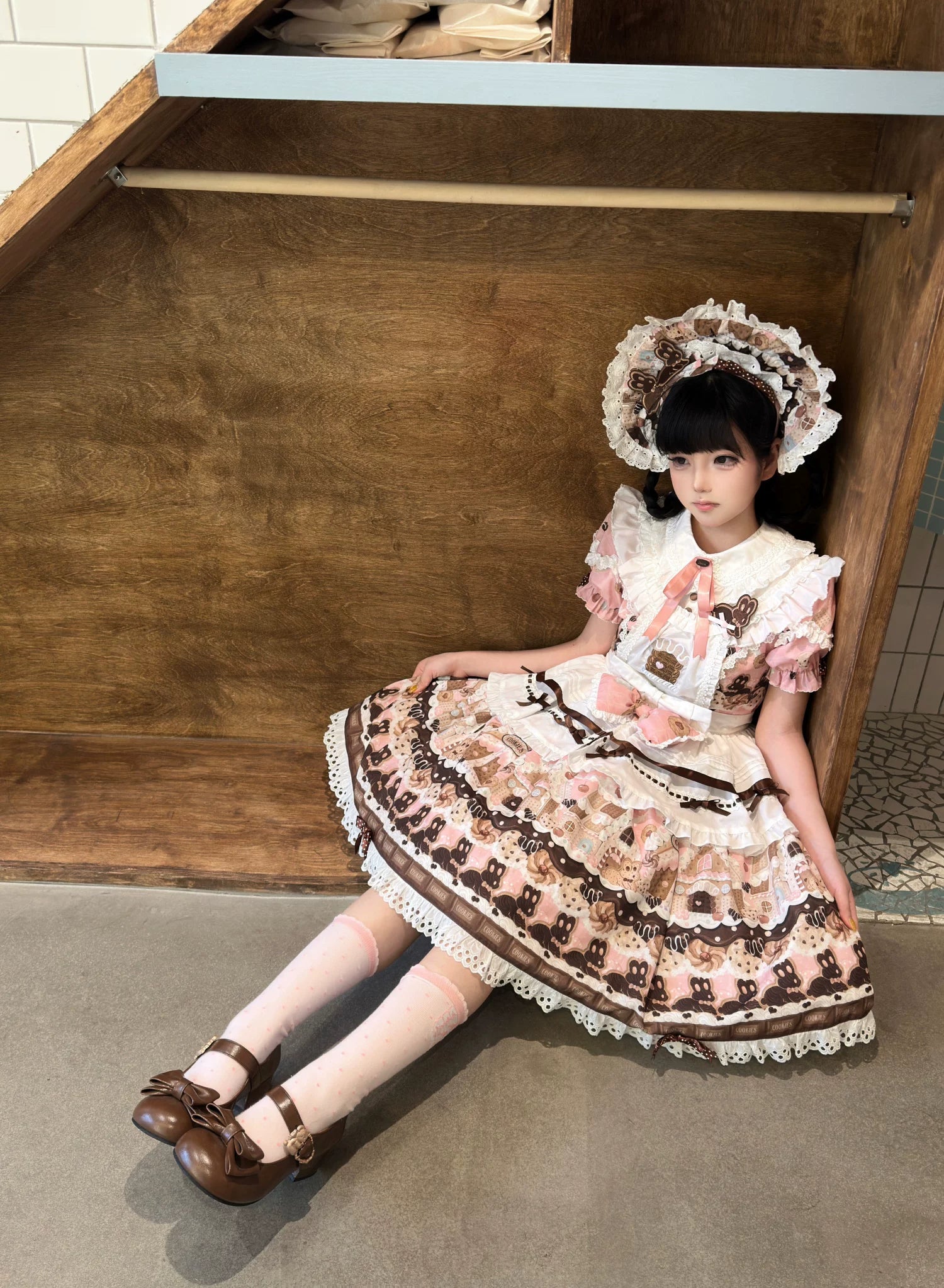 Bunny Gingerbread House - Kawaii Lolita Printed OP Dress with Bows