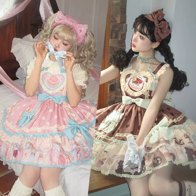 Mewroco~Cream Sugar~Sweet Lolita Flounce Hemline JSK