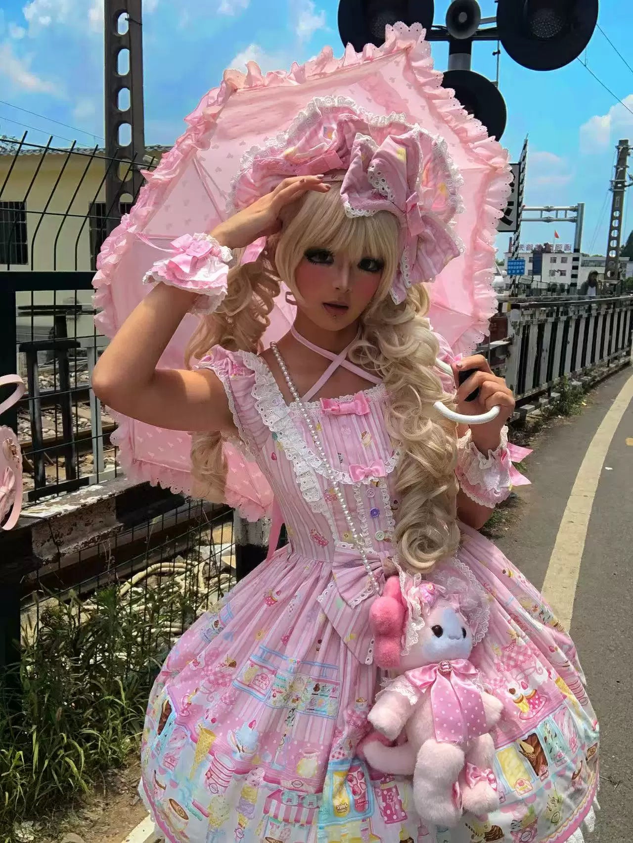 Summer Ice Cream Tale - Old School Lolita Ice Cream Printed OP & JSK Dress (2XL L M S XL / Pre-order) 45684:860472