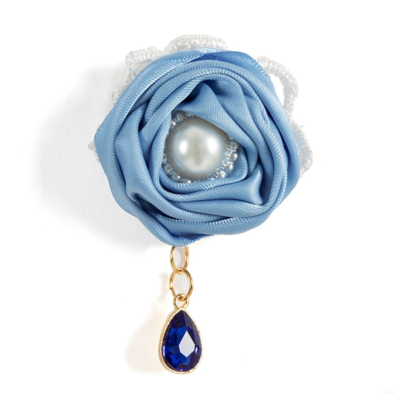 Polyhymnia - Miss Leisha - Classic Lolita Skirt Set Elegant Winter Cape Blue rose brooch