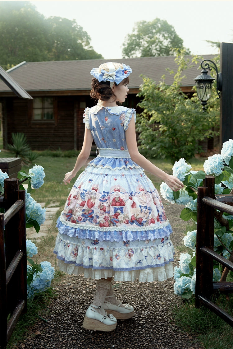 Honey Machine - Sweetheart Rabbit Berry - Country Lolita Ivory Blouse, Underskirt & Apron 44138:796230