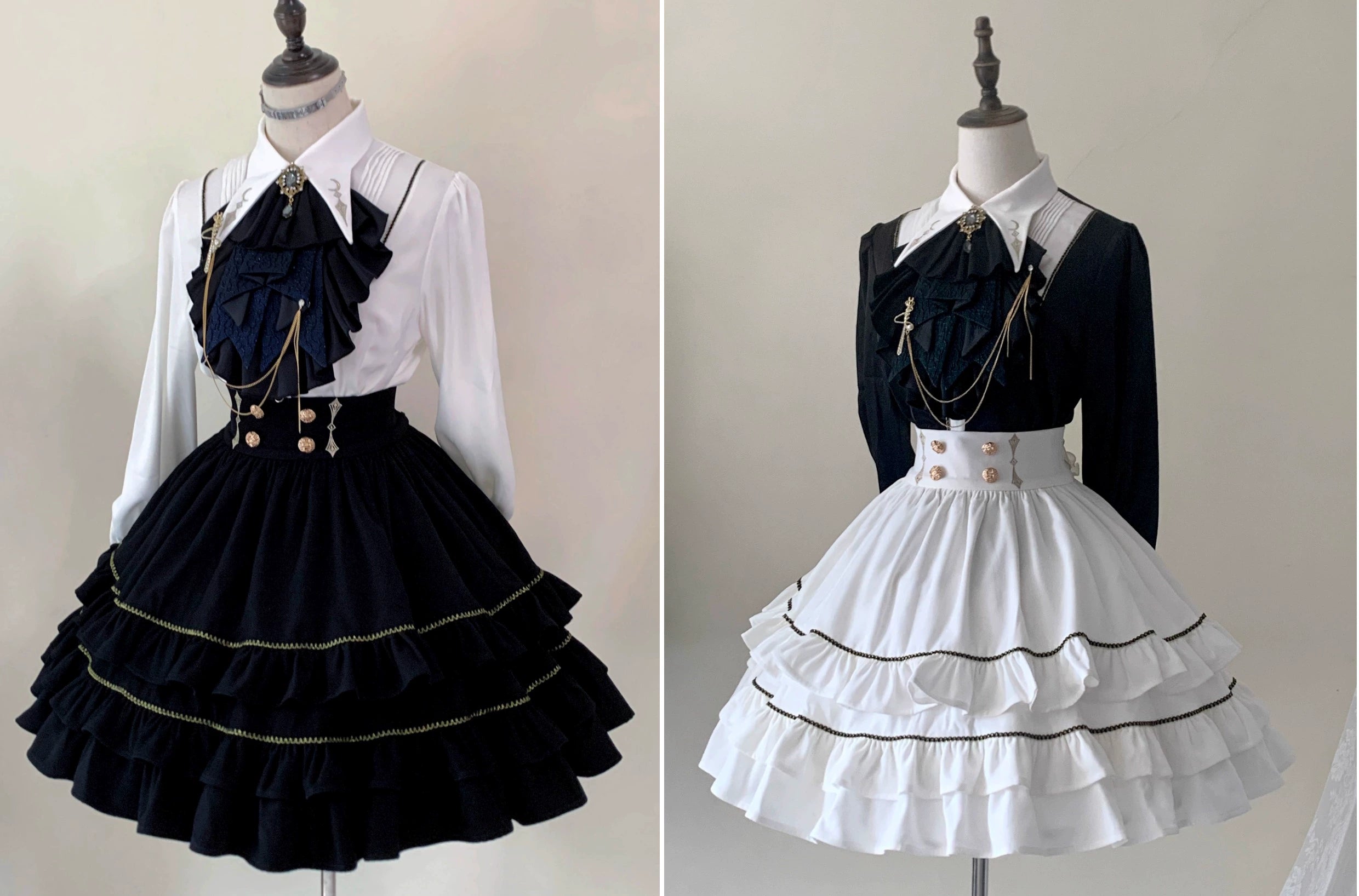SilentMars~Fallen Moon Rule~Military Lolita Shirt Set Retro Knight Style Blouse 41196:687478