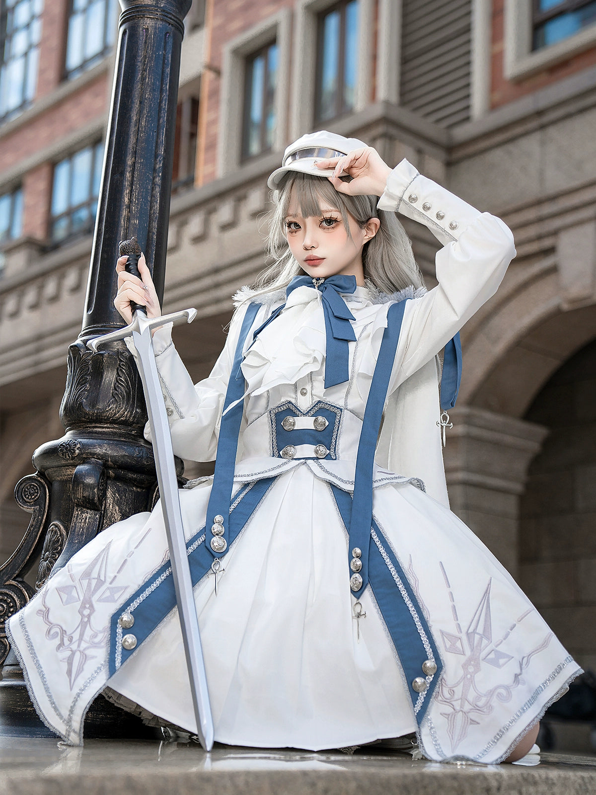 Designer's Gift - Luminous Cavalier - Military Lolita Skirt Set Long-Sleeved Shirt