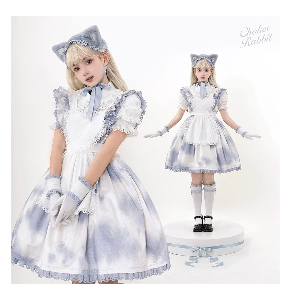 Choker Rabbit~Tabby Cat~Sweet Lolita Salopette Cat Pattern Dress Multicolors   