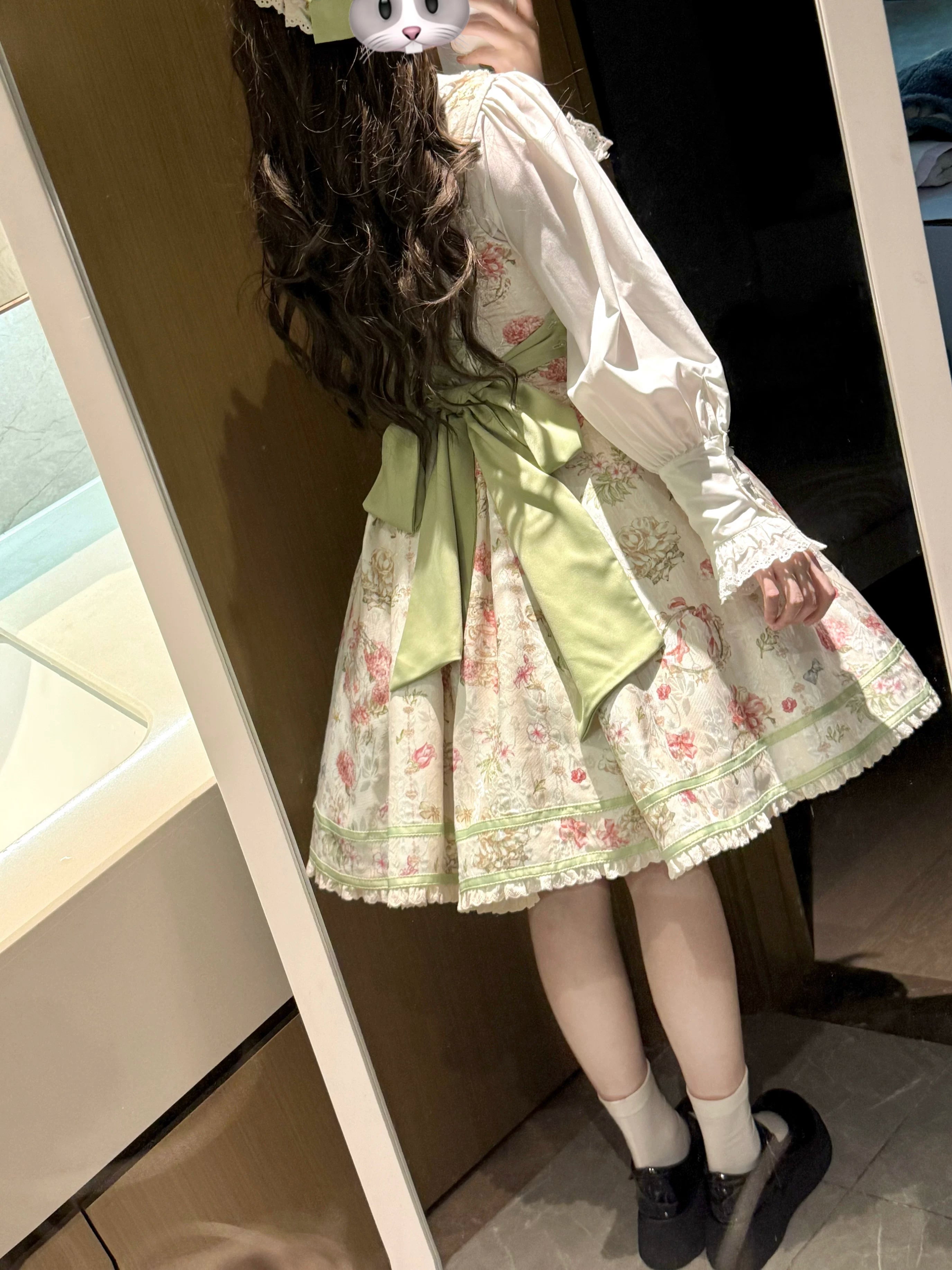 Hydrangea Tea Party - Classic Lolita Bust Supporting JSK, Mutton Sleeve Shirt