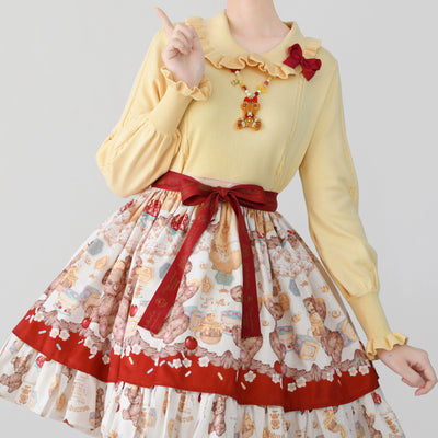 MIST~Japanese Style Lolita Sweater Puff Sleeves Knit Undershirt S yellow 