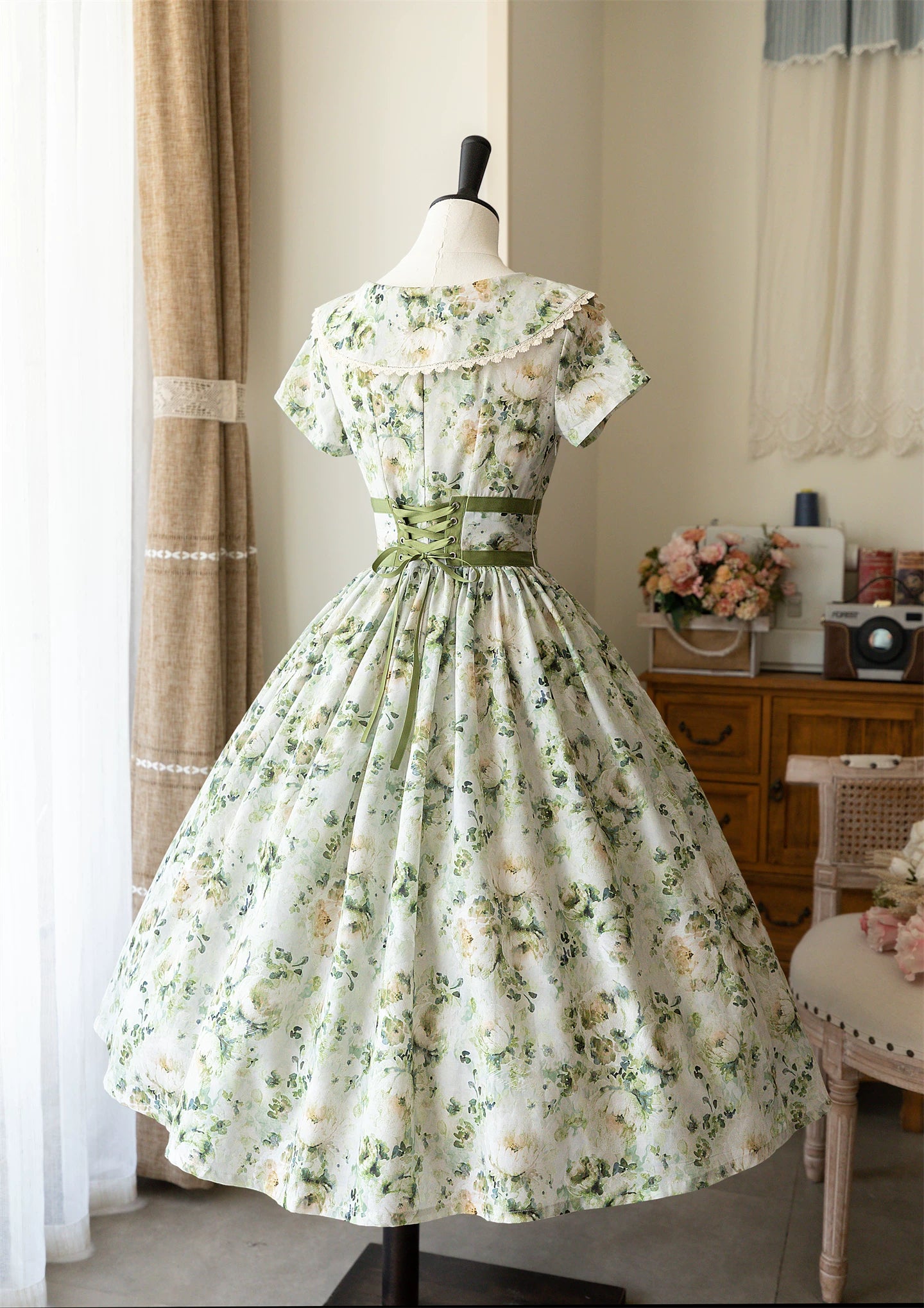 Forest Holiday - Vintage Daily Lolita Floral Printed OP Dress 45506:851075
