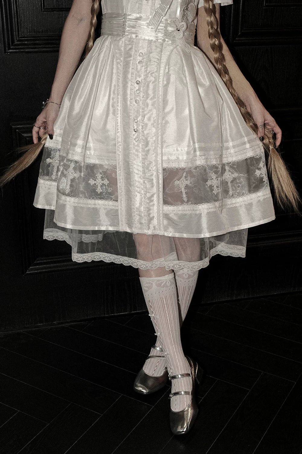 Ghost Orchid - Gothic Lolita OP Dress, Embroidered Cross 45137:835510
