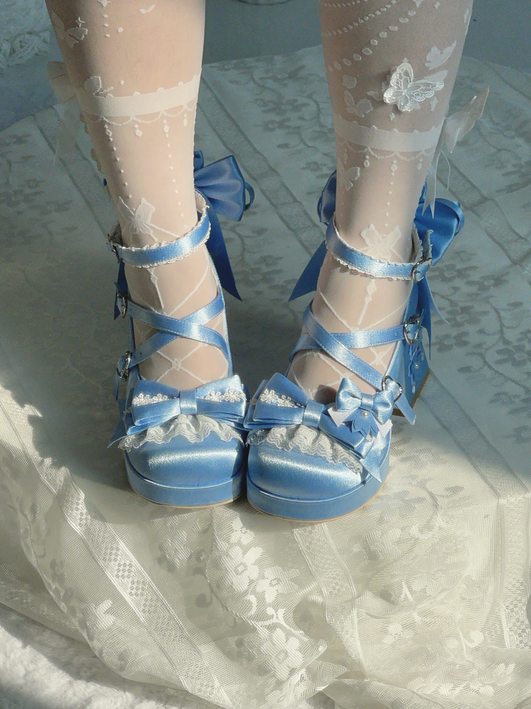 Sakura Oath - Sweet Lolita Chunky Heel, 3D Floral Decoration 44458:808988