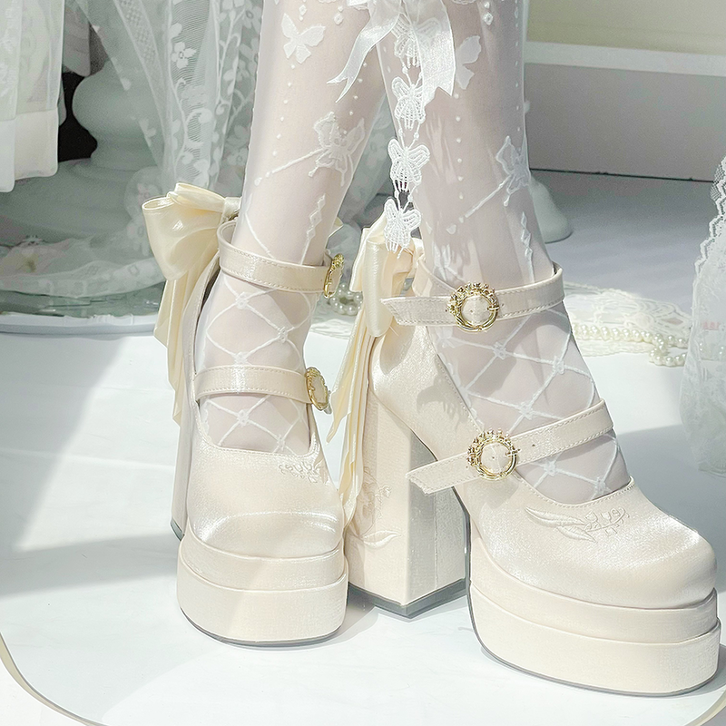 Dreamland - Floating Dream Lily - Elegant Lolita High Heel Shoes, Detachable Bow 39502:621972