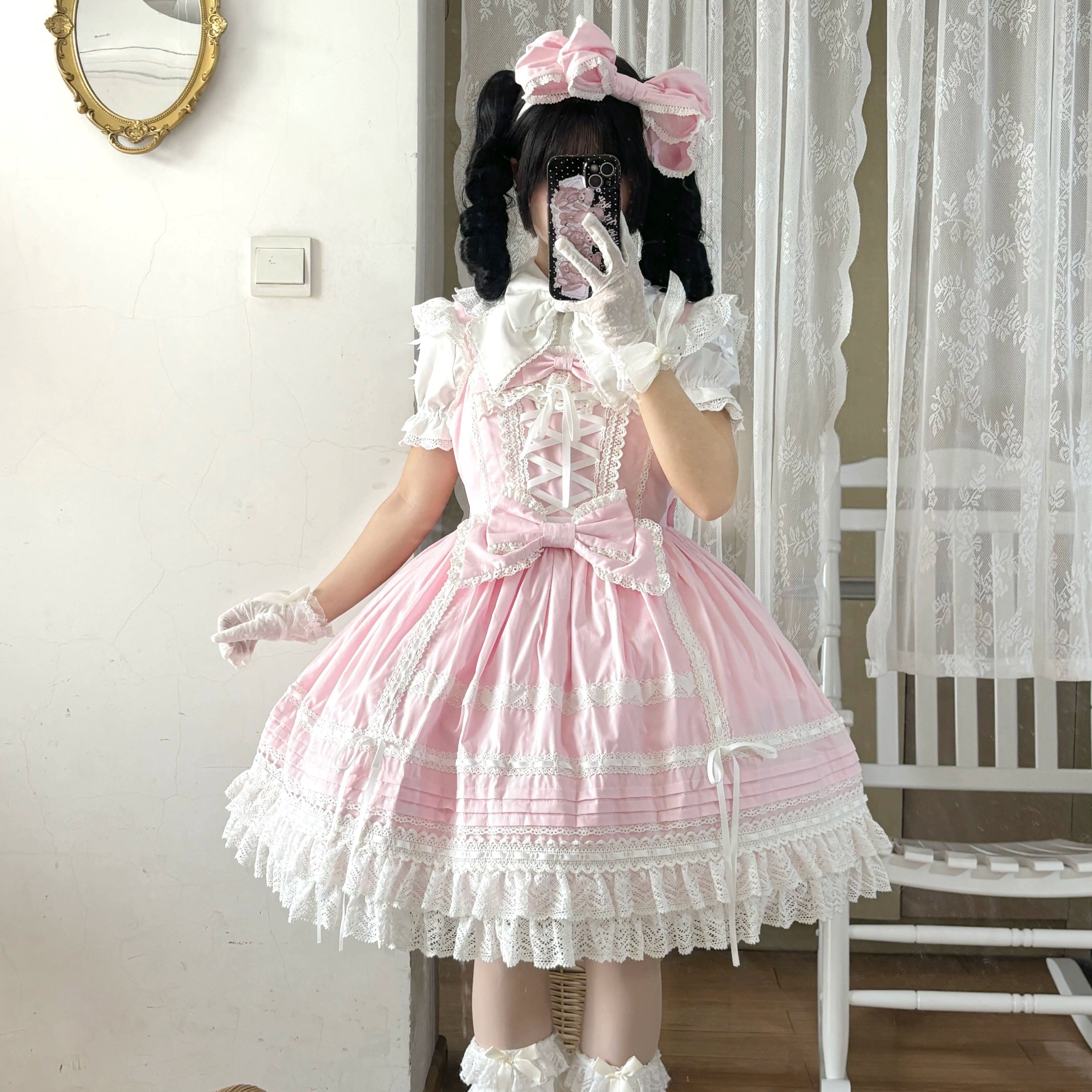 Pure Diary - Sweet Lolita Cotton JSK Dress, Tiered Back Skirt 44760:821151