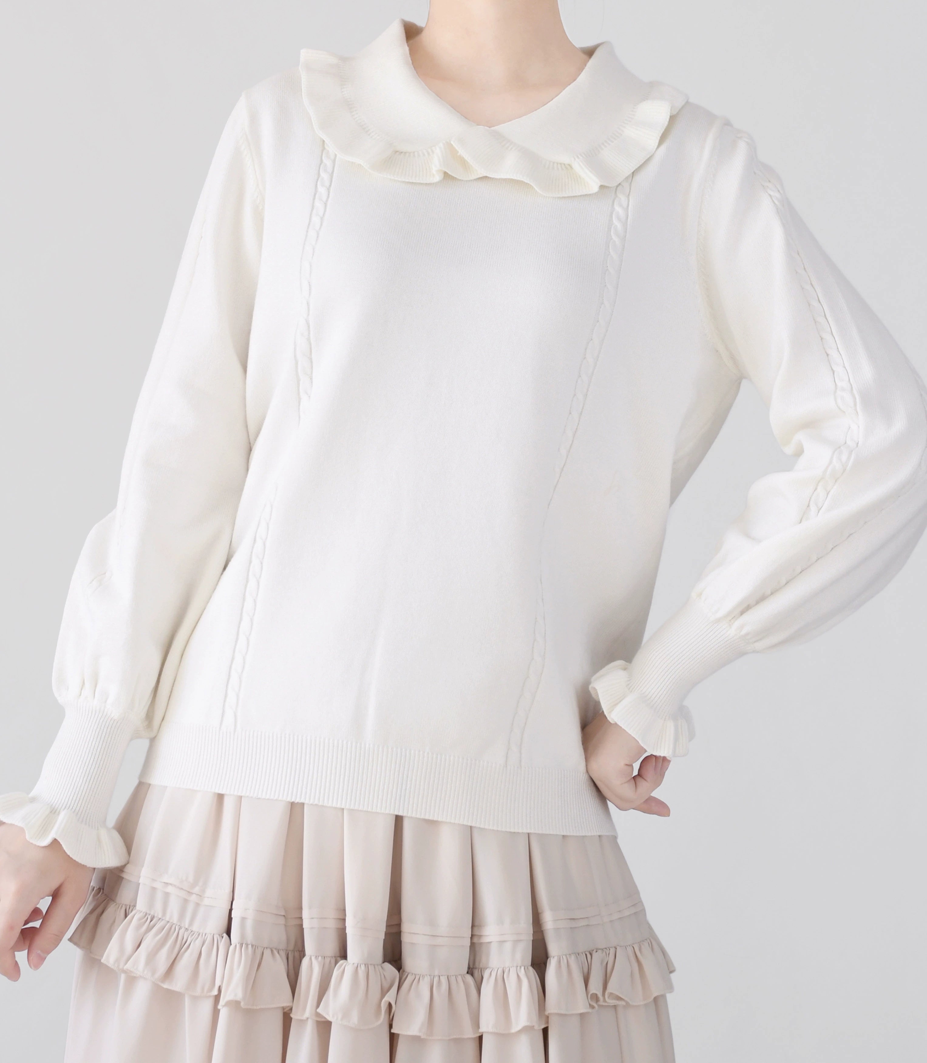 MIST~Japanese Style Lolita Sweater Puff Sleeves Knit Undershirt 31540:369448