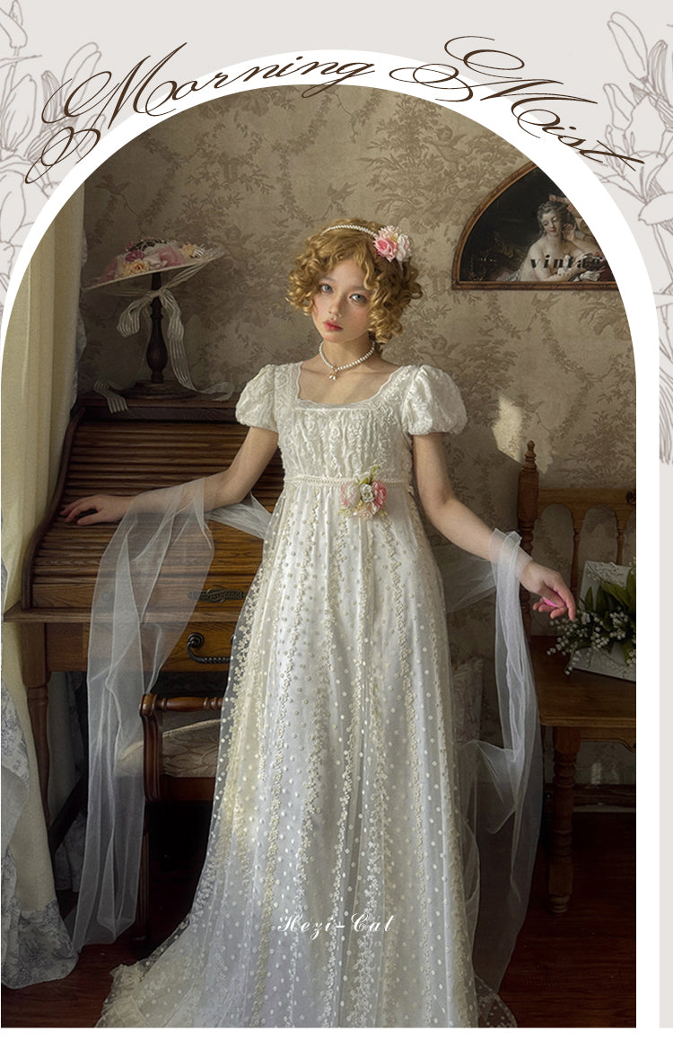 Hezi's Cat Haven~Mist Rose~Plus Size Lolita Empire Waist OP Dress 42268:734339