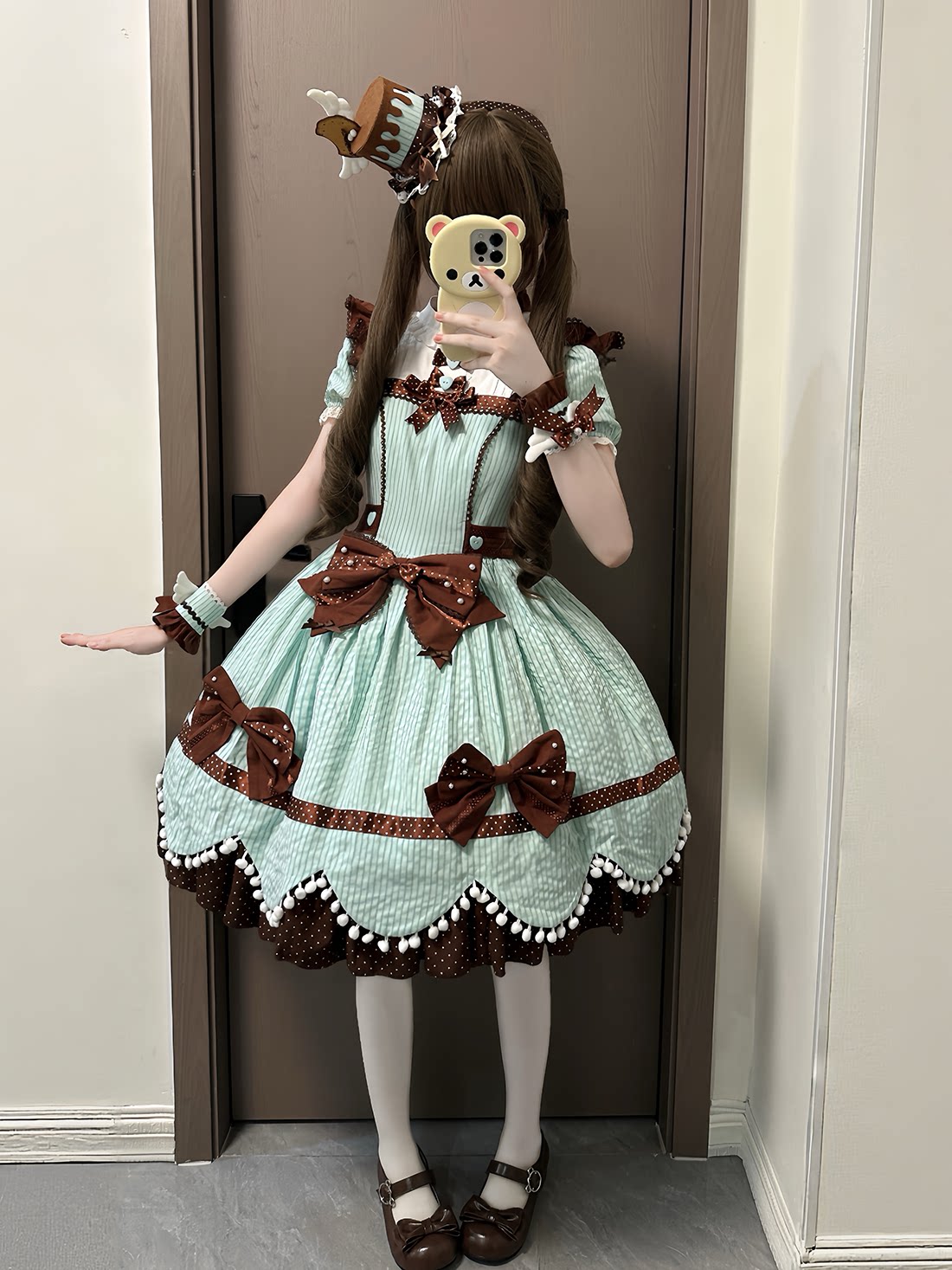 Biscuit Tata - Doll-like Sweet Lolita Dress, Detachable Chocolate Bows 45852:865135