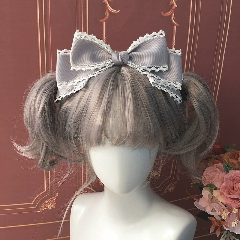 Qingyi Handmade - Sweet Lolita KC Multicolor Bow Lolita Headwear Grey