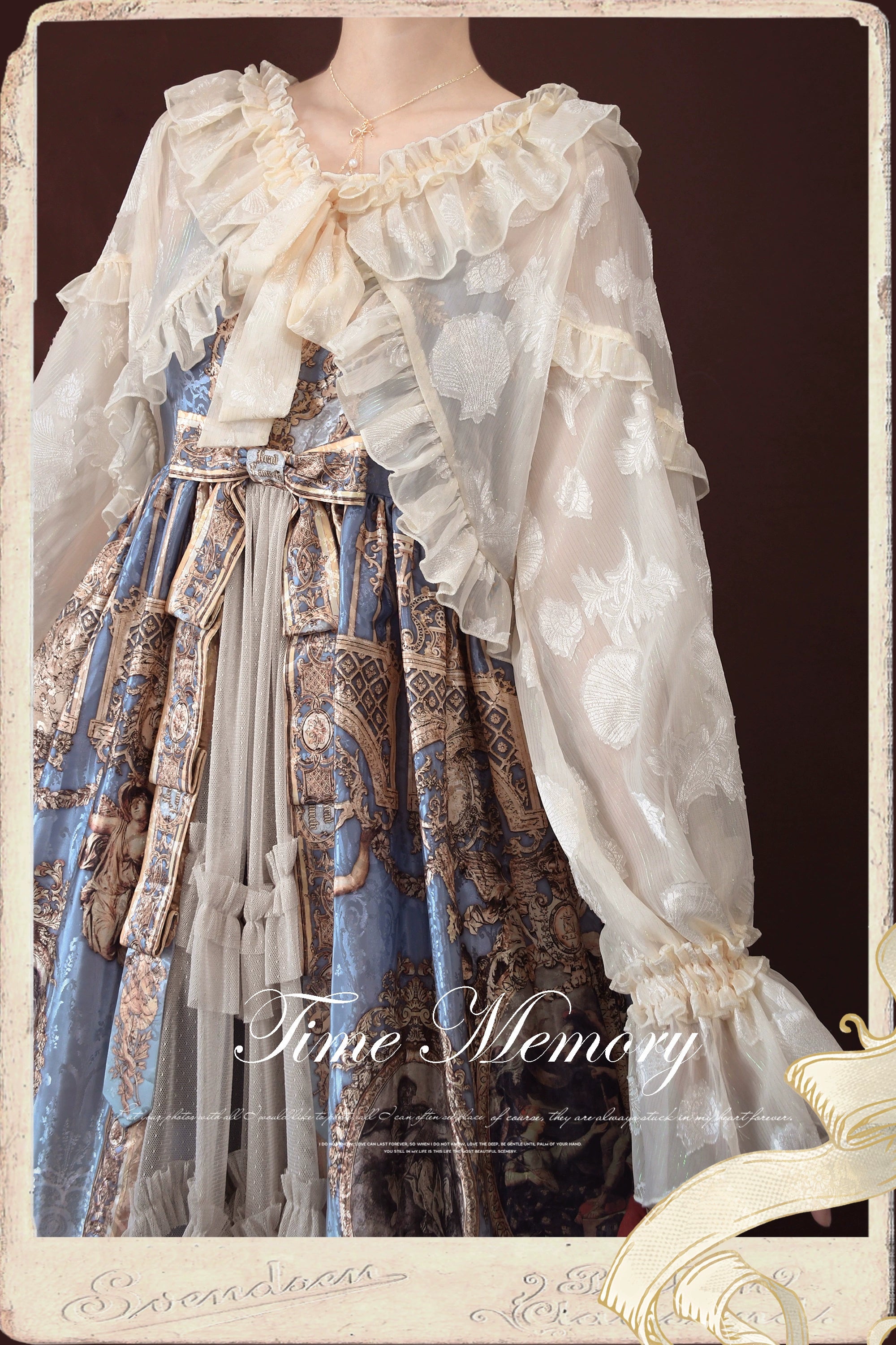 Time Memory~Xianbei~Sweet Lolita Chiffon Lantern Sleeve Cardigan with Bow 34598:463130