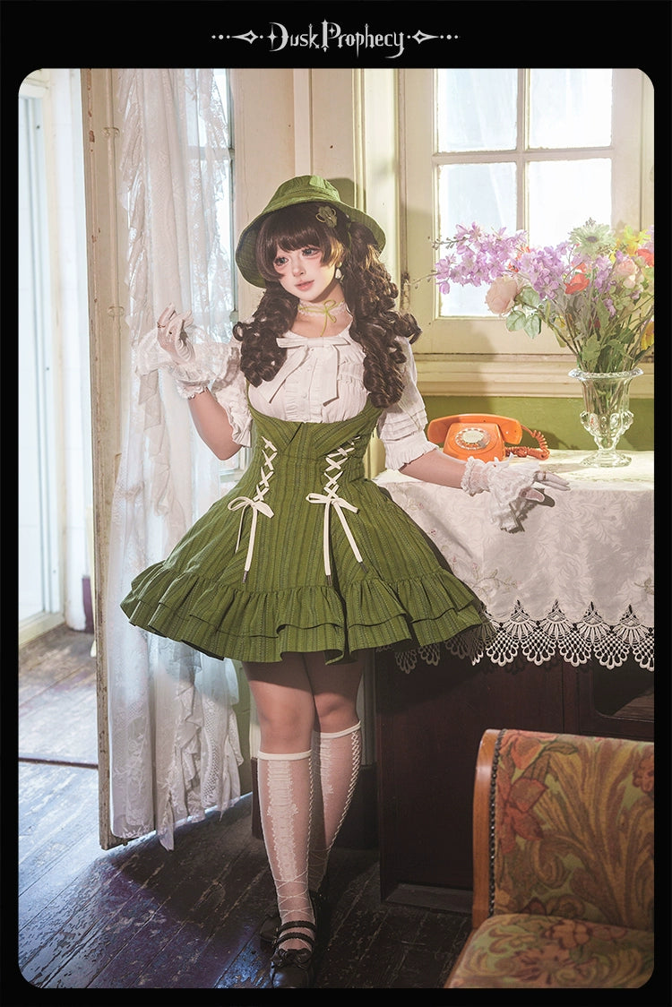 DuskProphecy - Heron - Classic Lolita Striped JSK Dress, Halter Neckline 44313:802898
