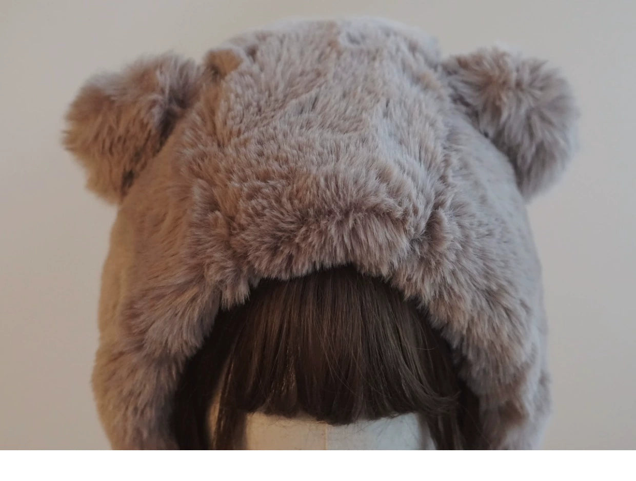 Besozealous - Winter Lolita Hat Bear Ears Hooded Hat