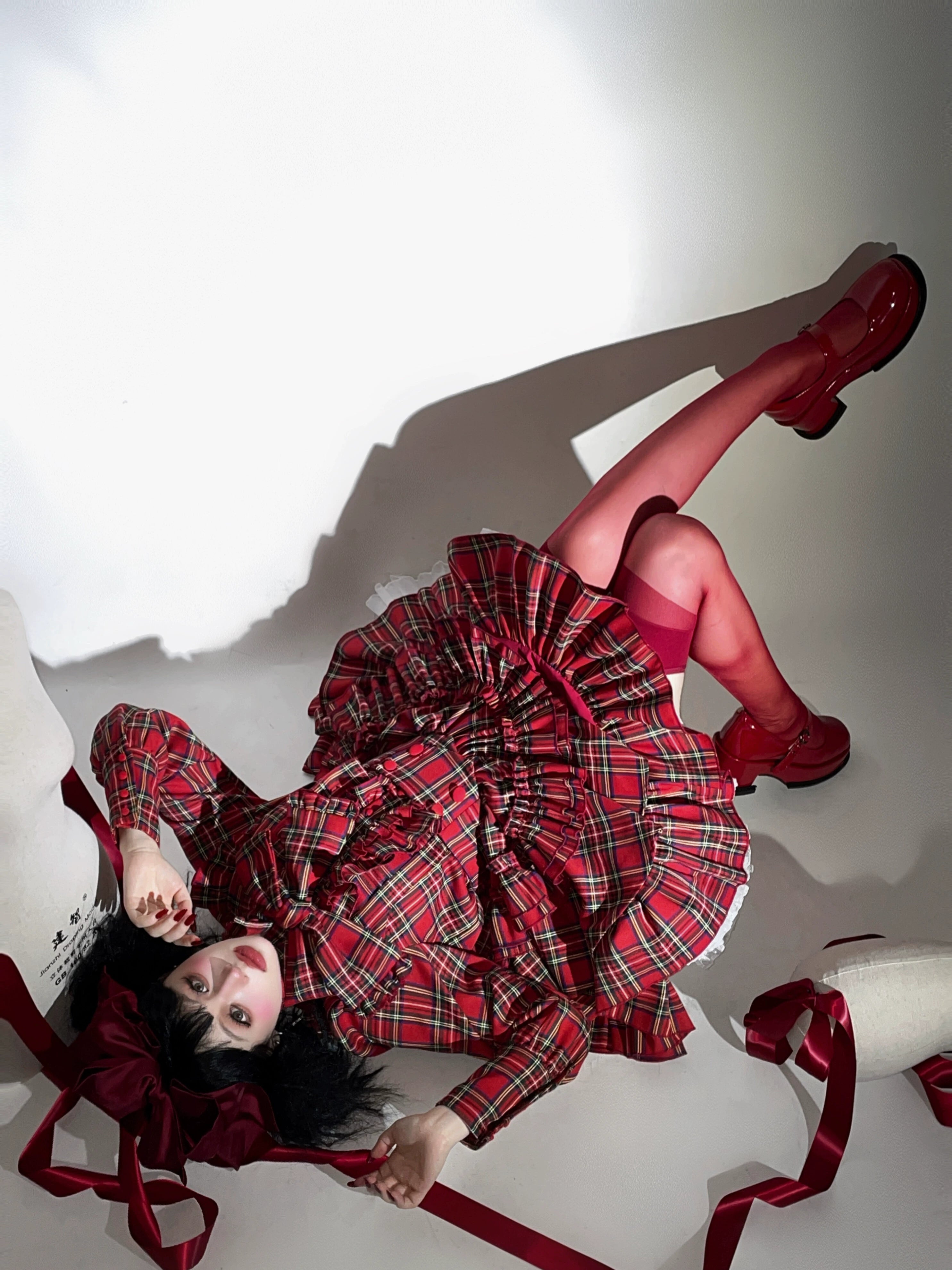 CATCOCOON - Humanoid Gift Box - Christmas Plaid Lolita Blouse & SK 44028:792574