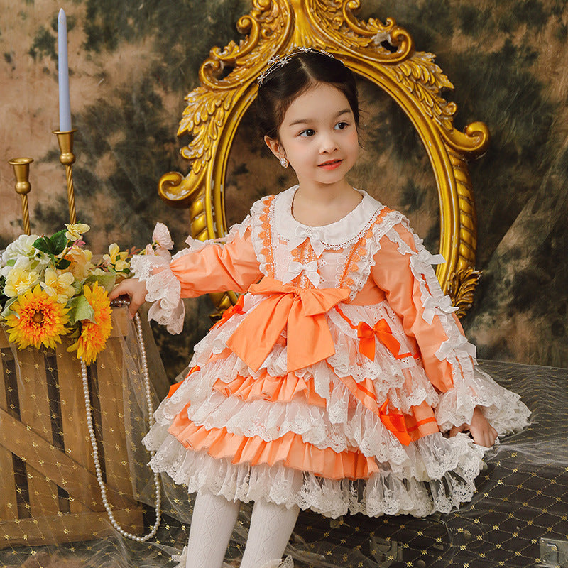 ZIIVAXXY Lolita~Kid Lolita Dress Girl Festival Lace OP dress Orange 80cm 