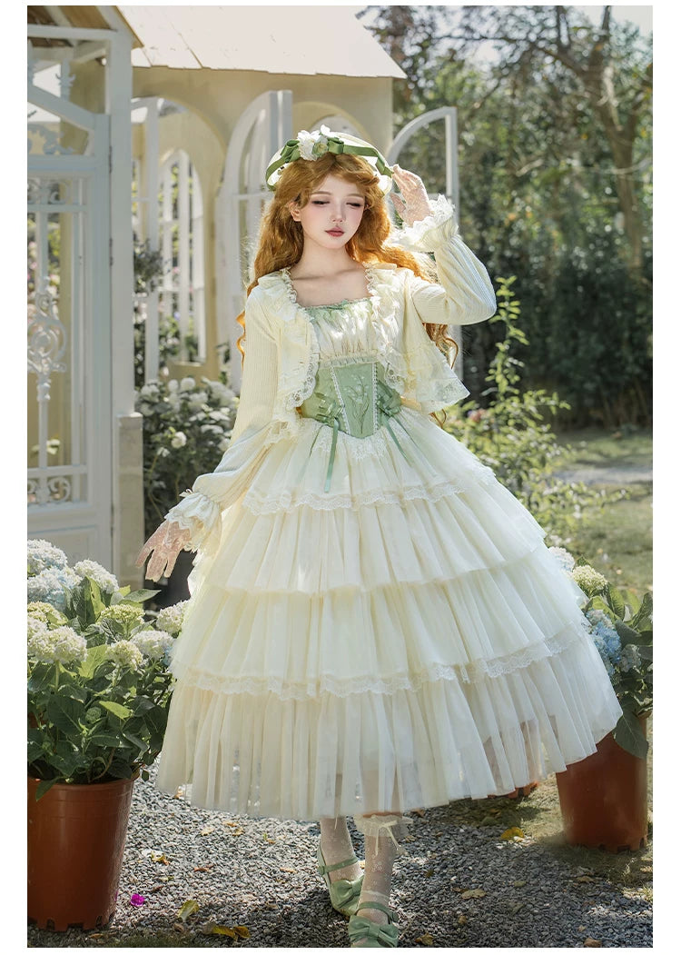 Lily of the Valley Whisper - Embroidered Classic Lolita Corset JSK Dress