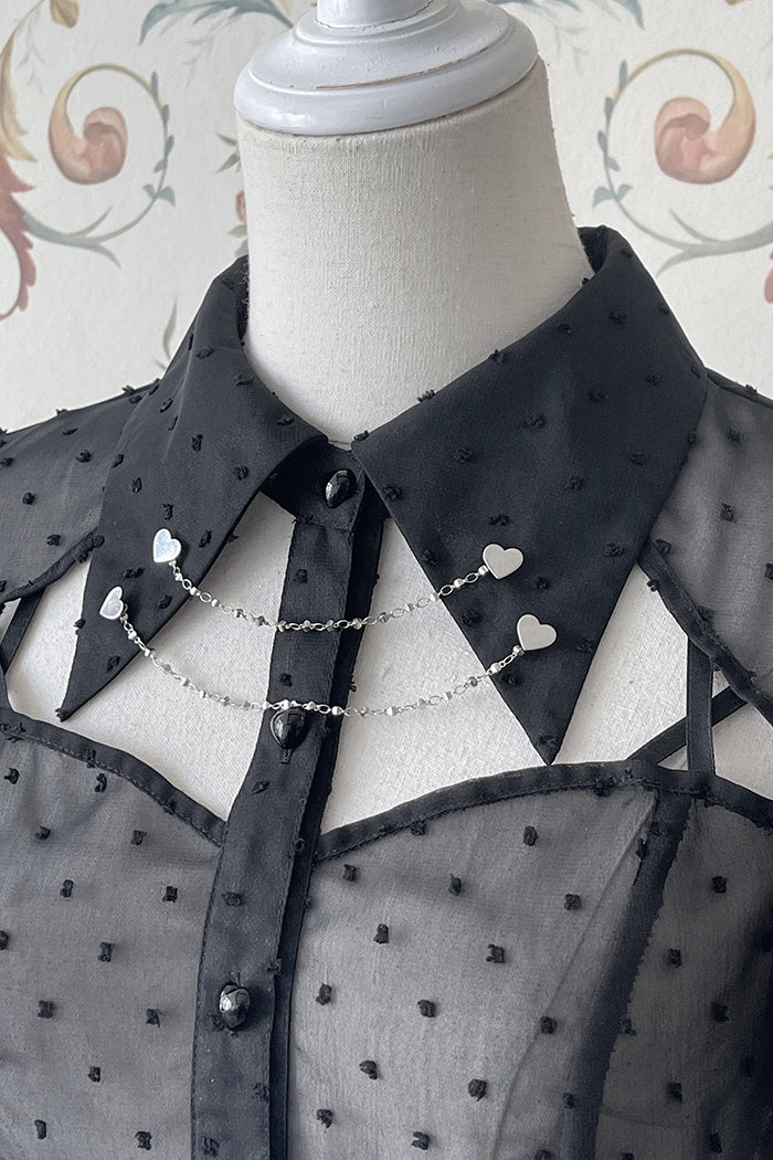 Alice Girl - Gothic Lolita Blouse Short Sleeve Black Shirt